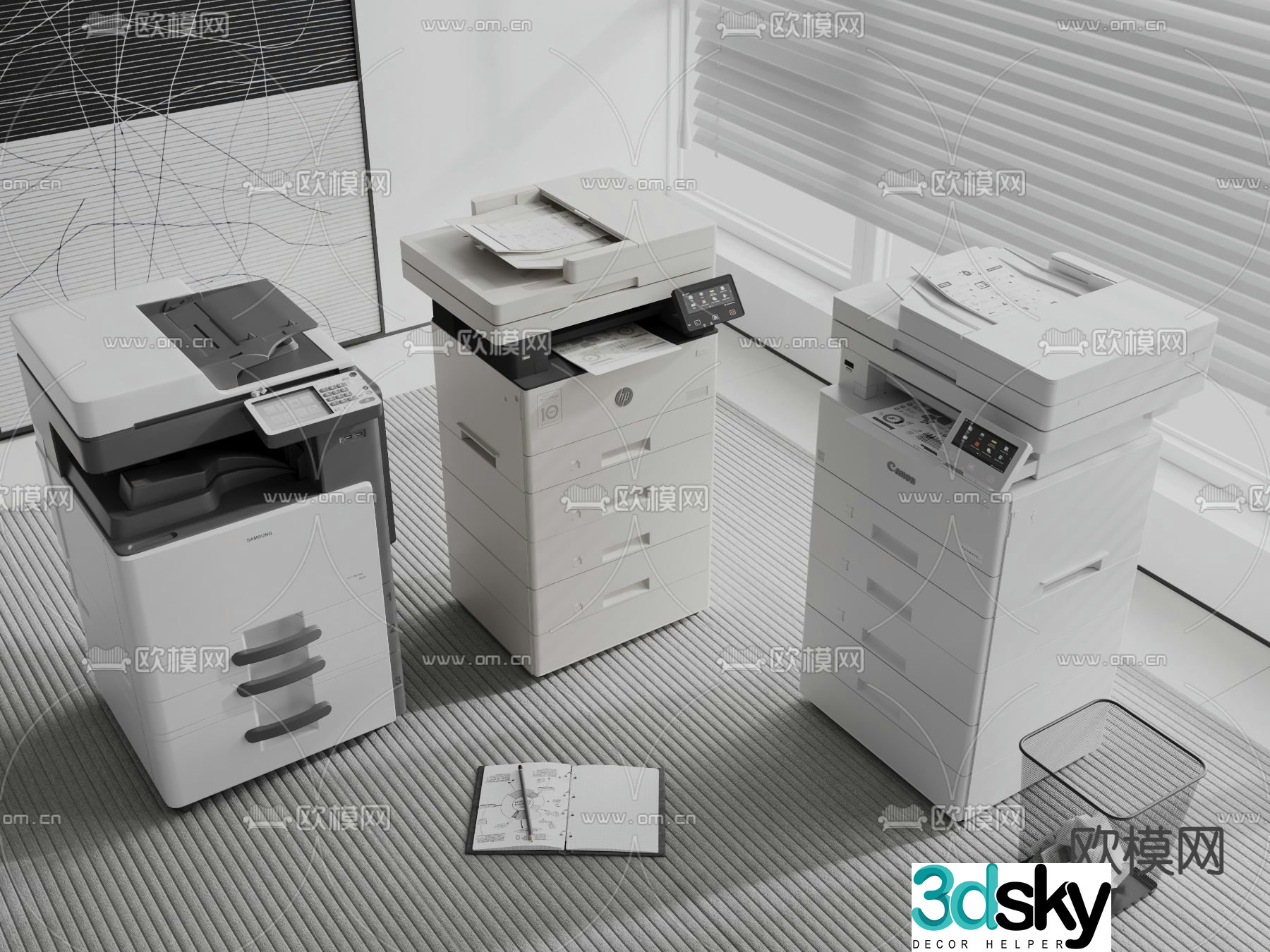 Modern printer copier scanner 3d model