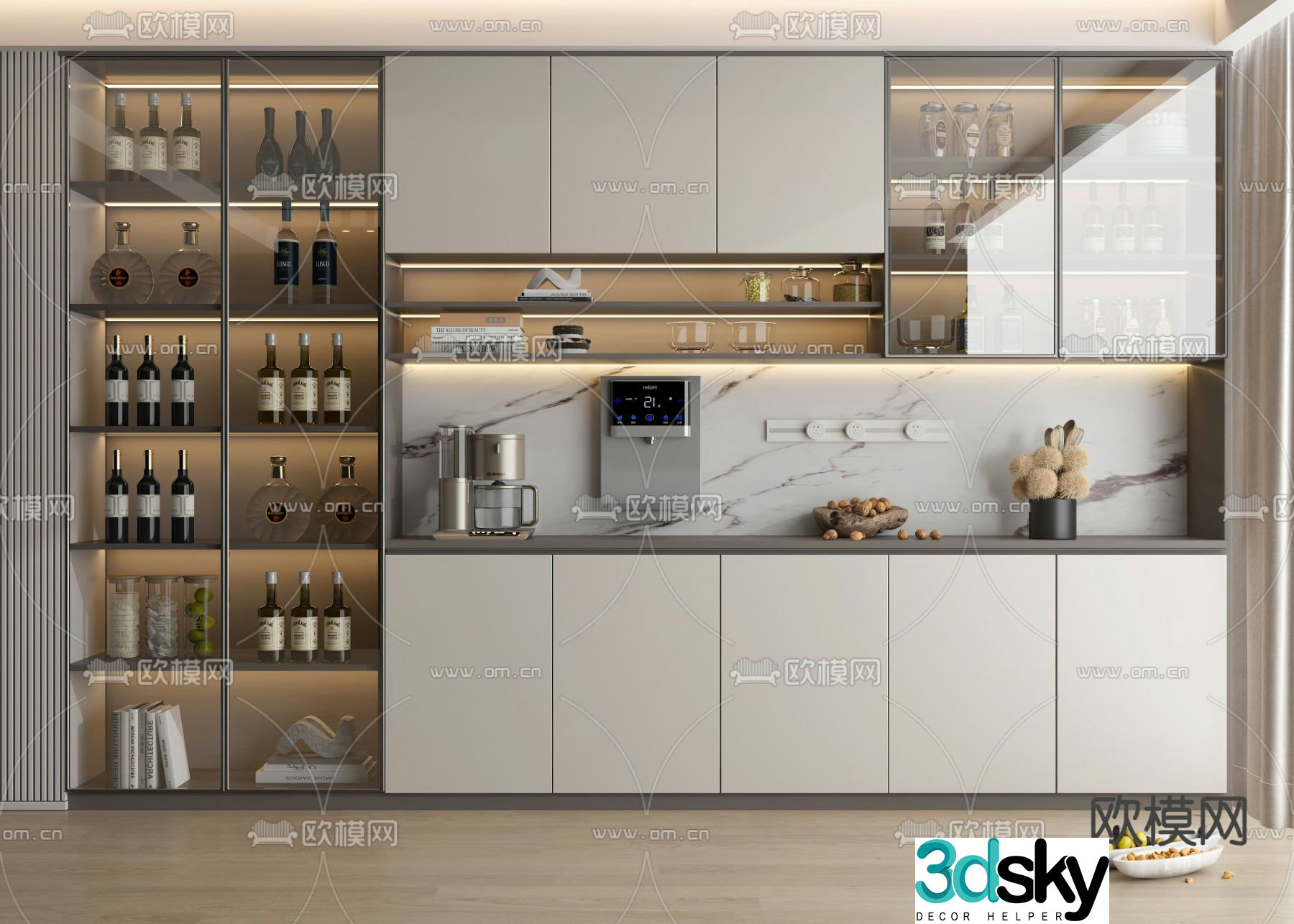 Modern wine cabinet open wine cabinet 3d model