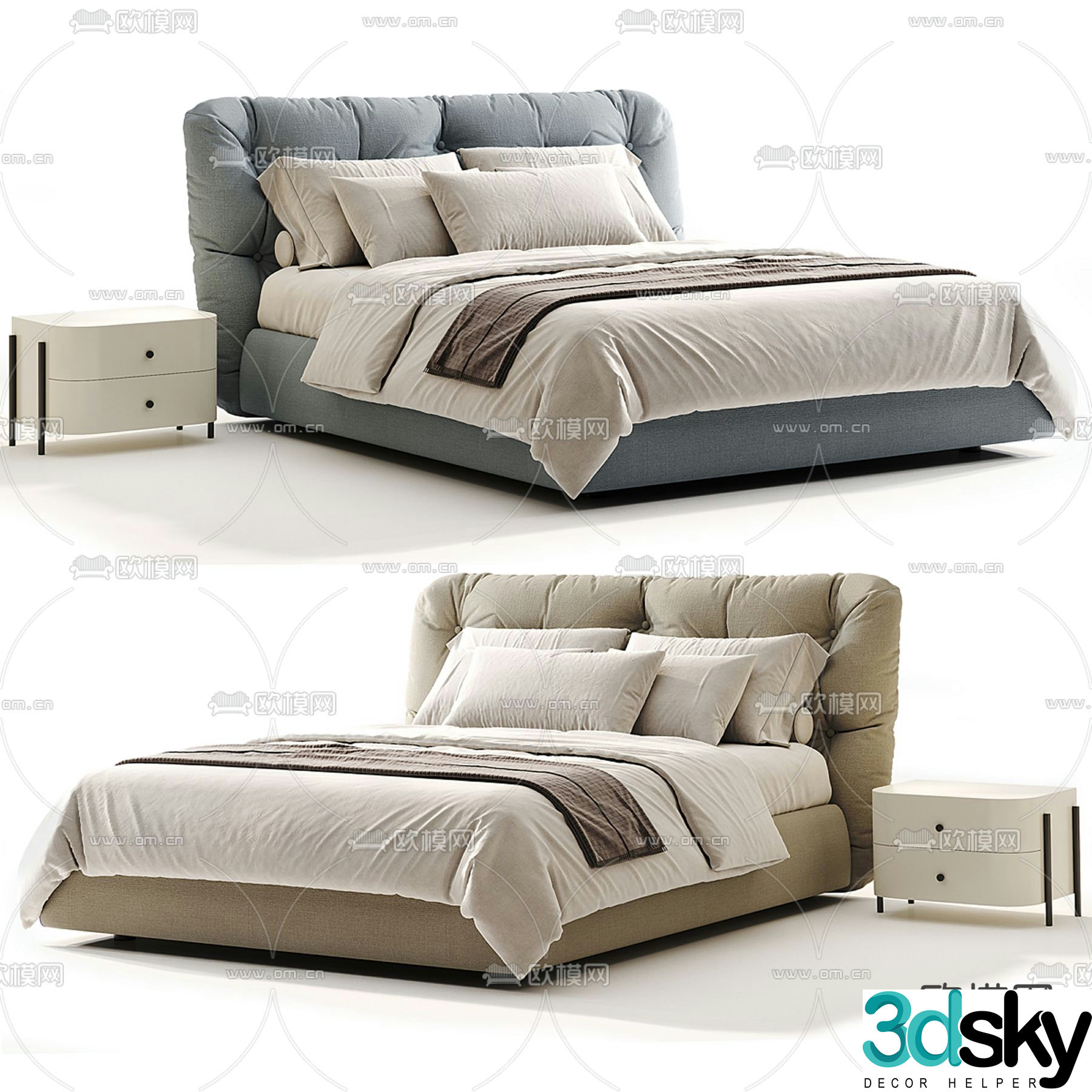 Modern double bed 3d model