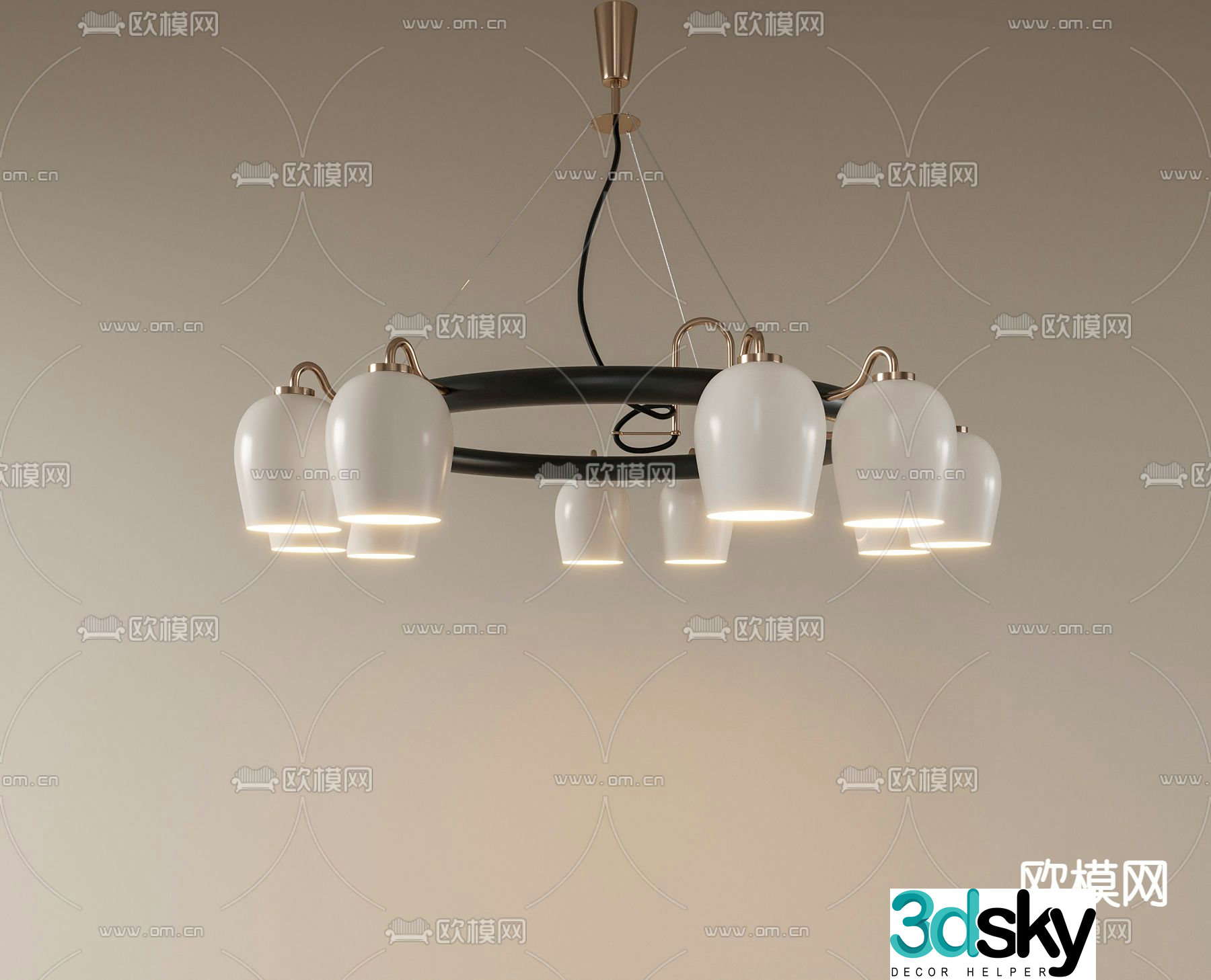 French Chandelier Creamy Chandelier 3d Model