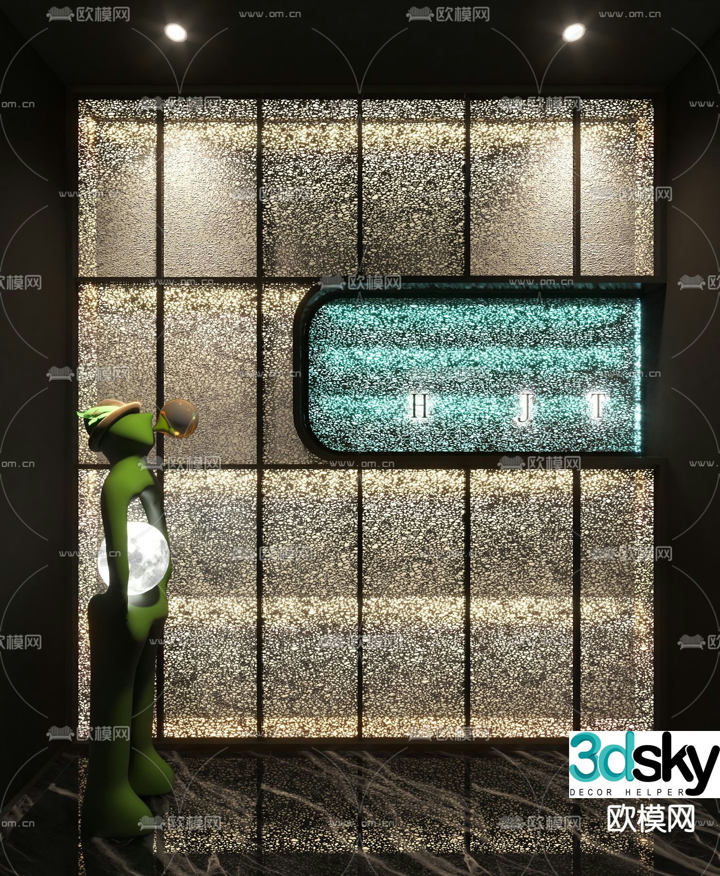 Translucent background wall grille wall foam aluminum 3d model