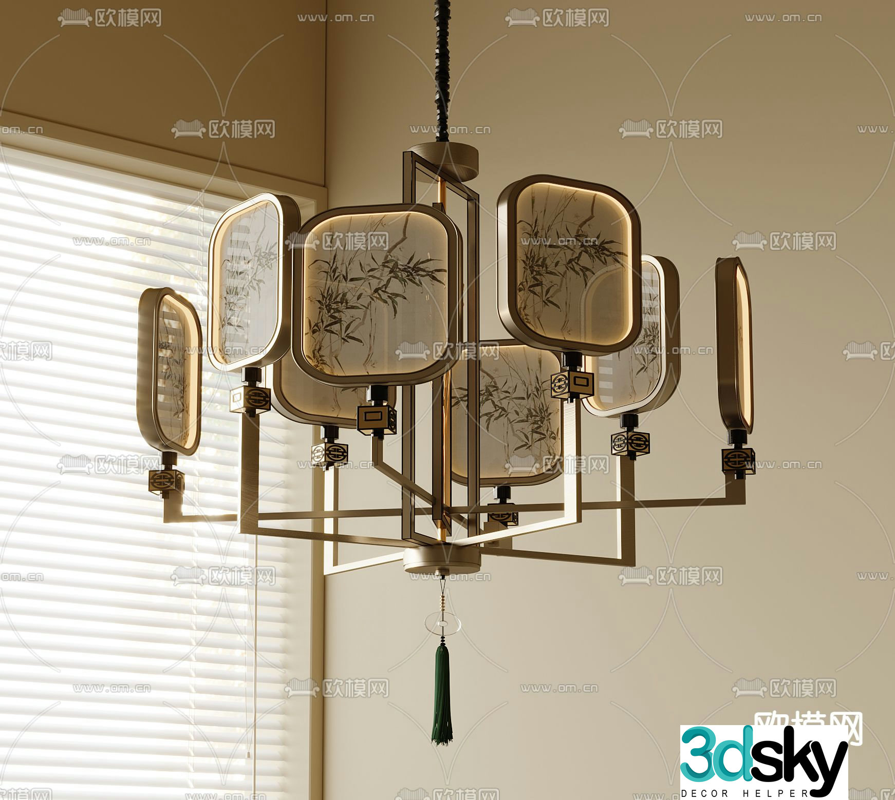 New Chinese style chandelier 3d model