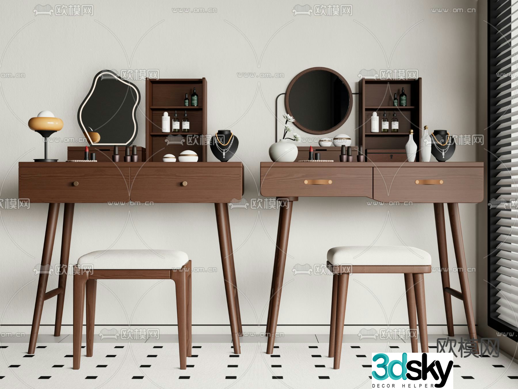 Medieval style dressing table 3d model