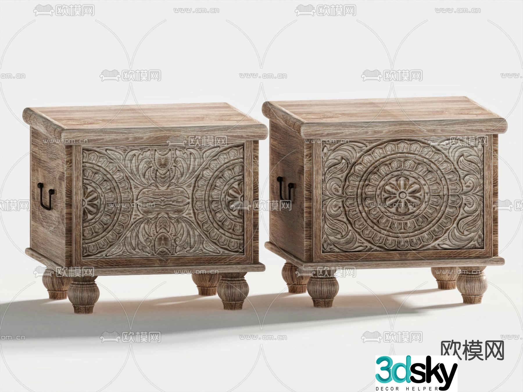 Medieval style bedside table 3d model