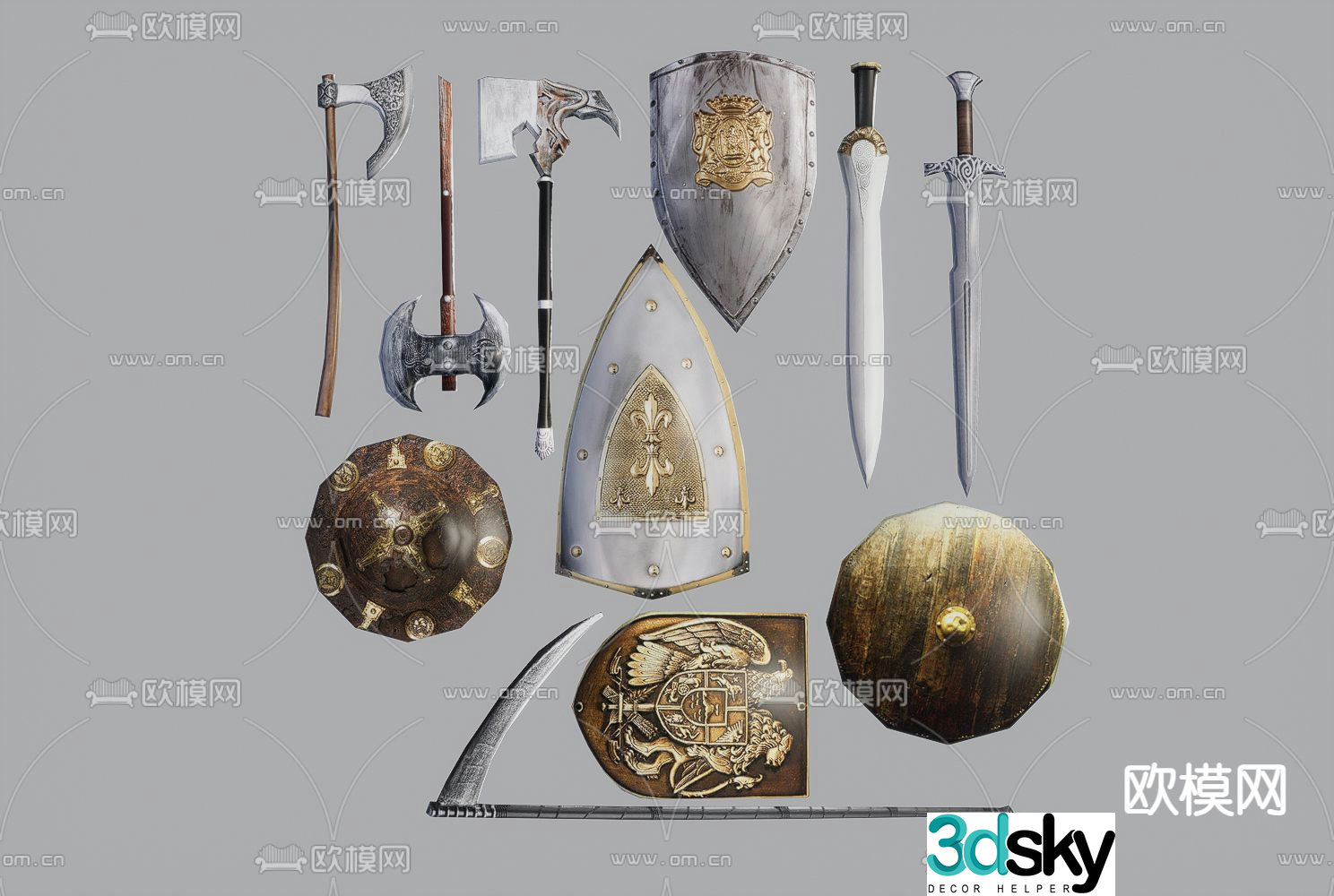 medieval weapons protection 3d model