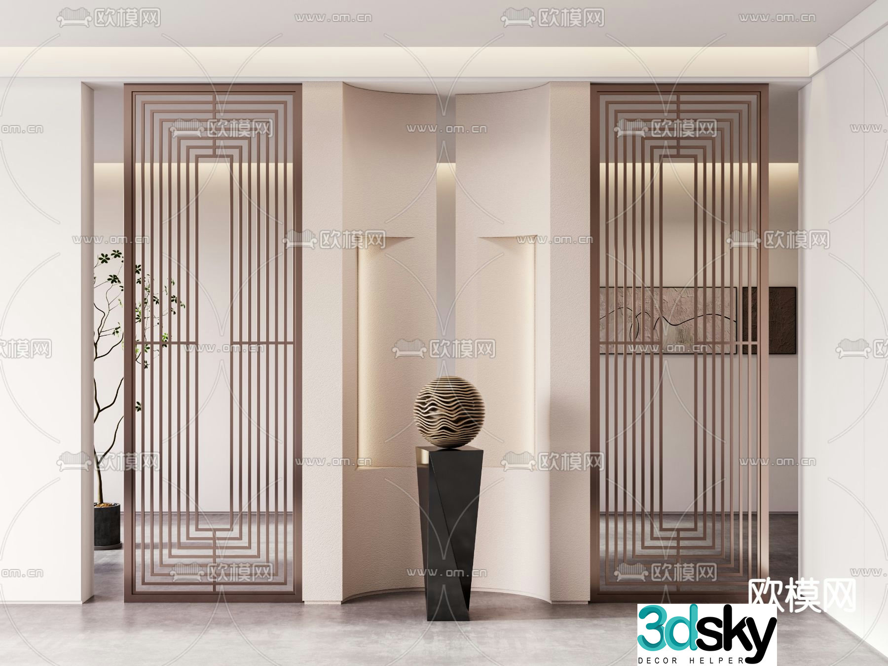 Entrance screen hollow partition 3D model