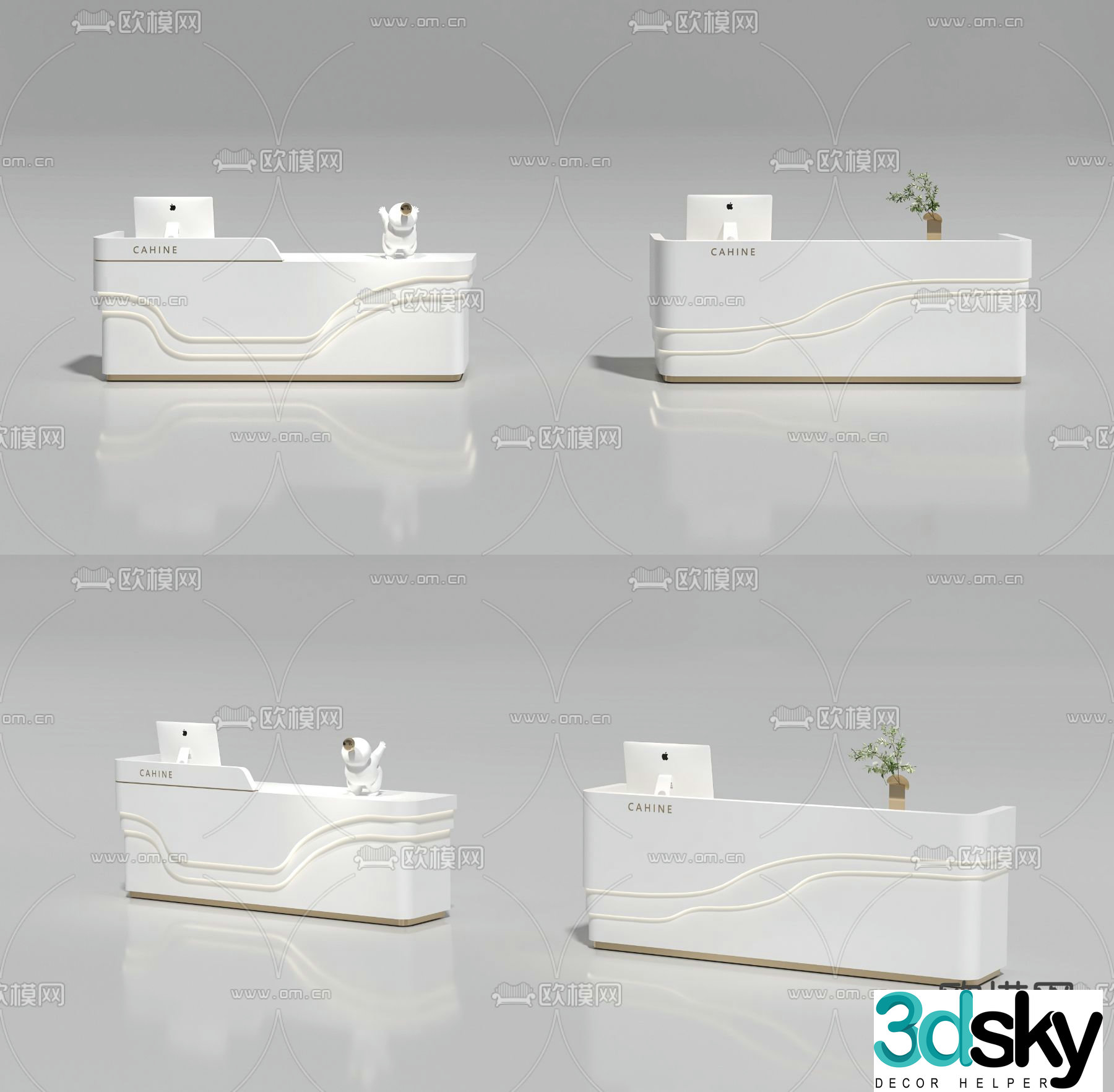 Modern front desk reception desk cashier 3d model