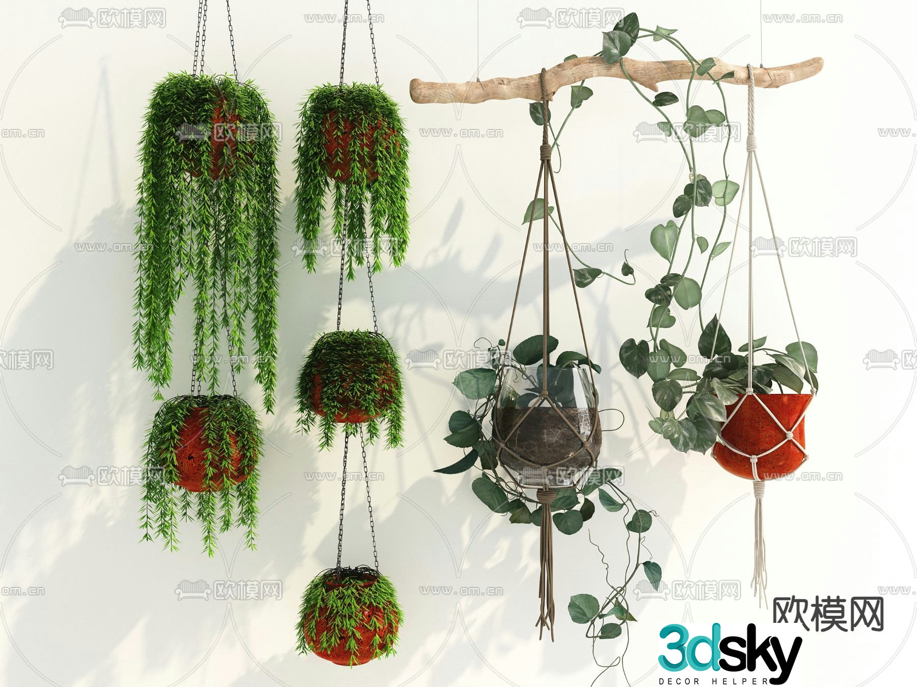 Potted plants bonsai hanging basket 3d model