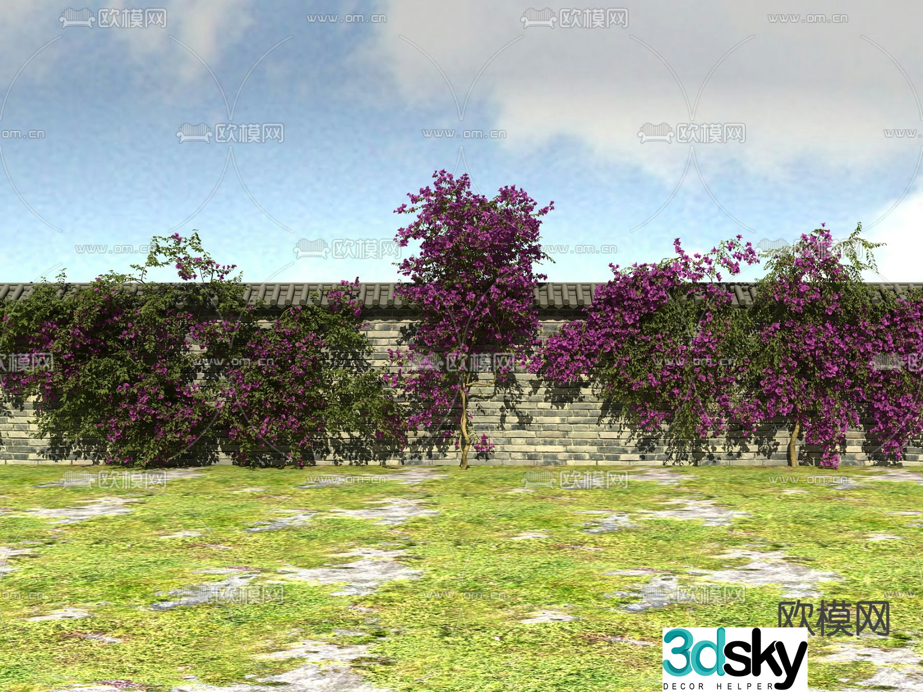 Vine-like shrub Leaf Flower Vine 3D Model