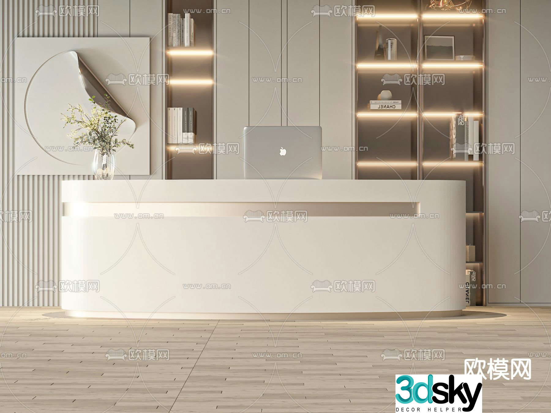 Front desk service desk reception desk 3d model