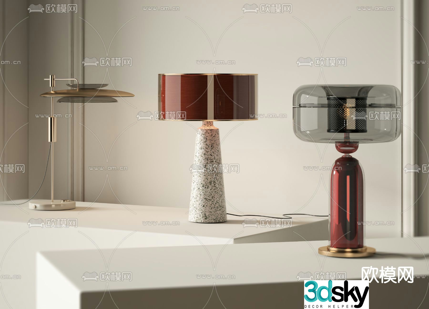 3D model of glass table lamp
