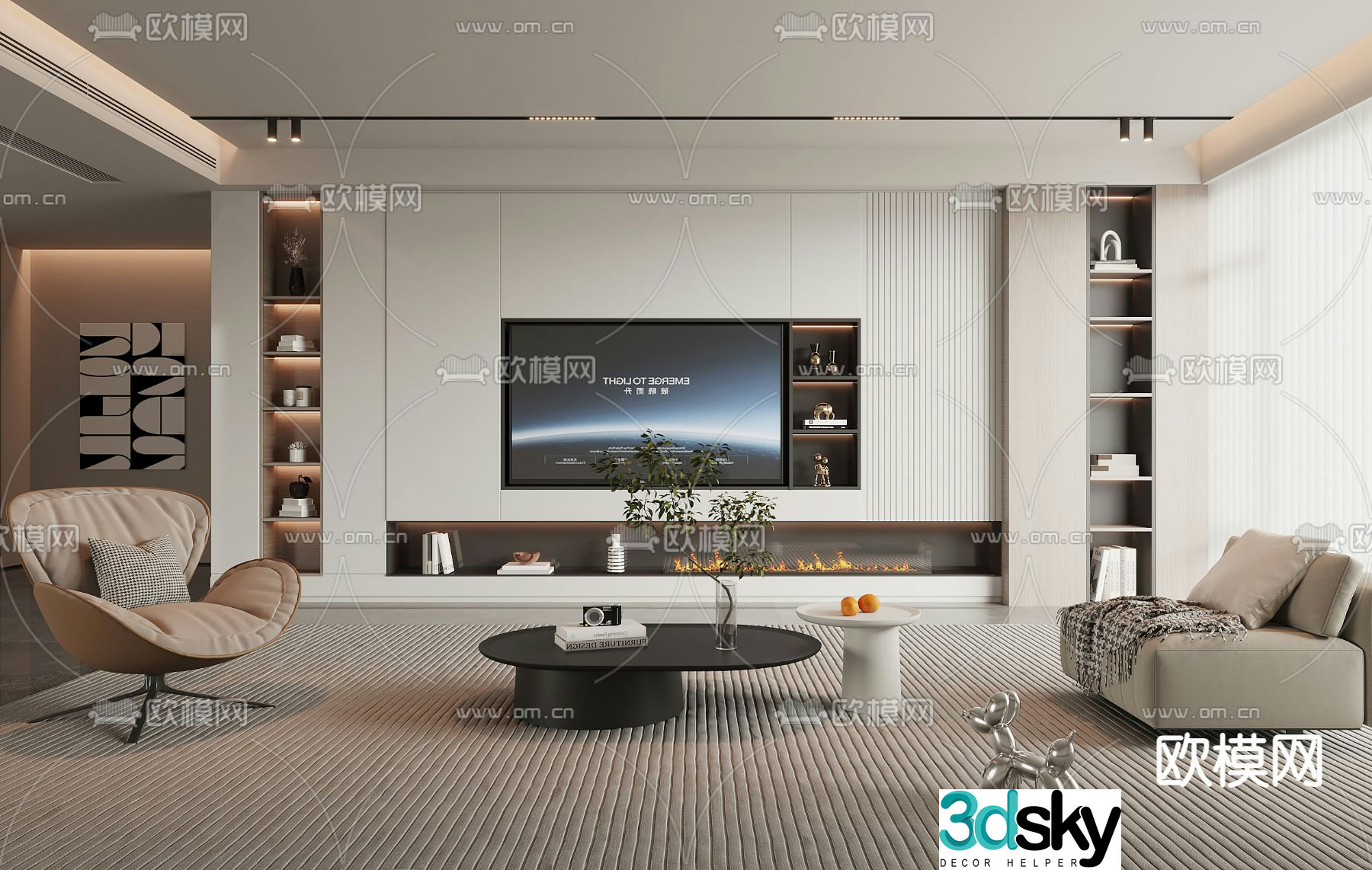 3d model of TV background wall