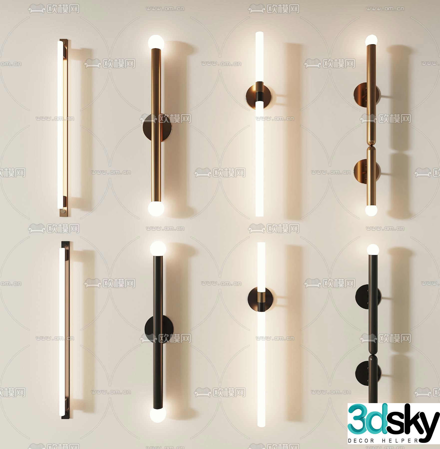 Long wall lamp 3d model