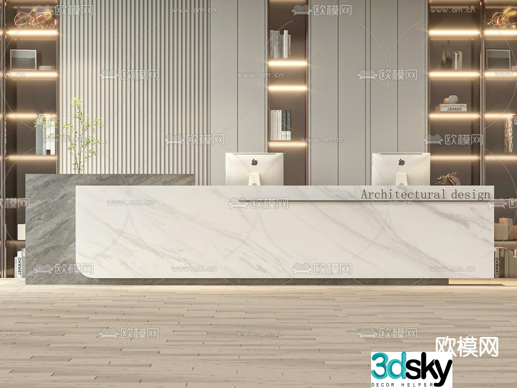 Front desk service desk reception desk 3d model