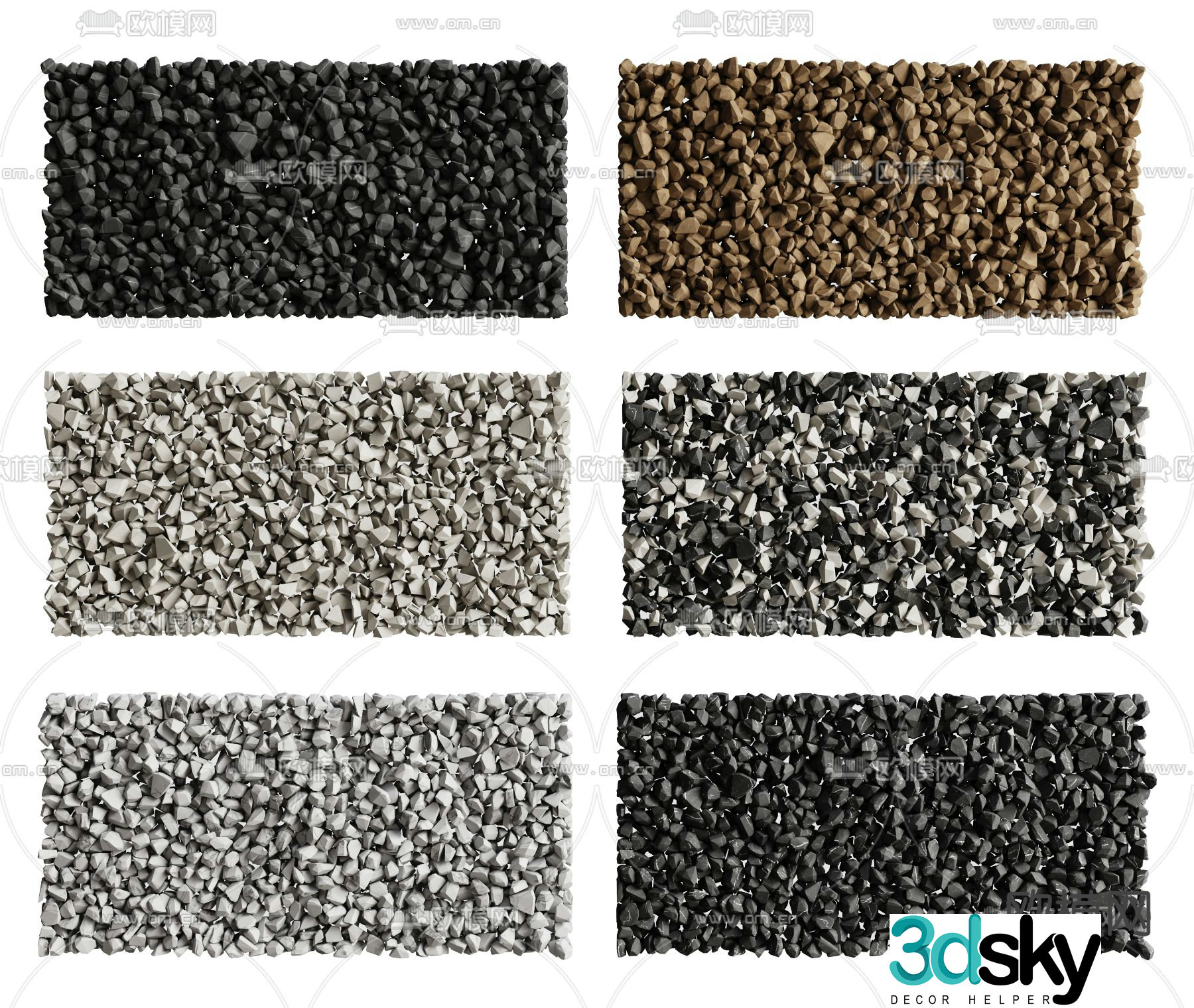Pebbles gravel 3d model