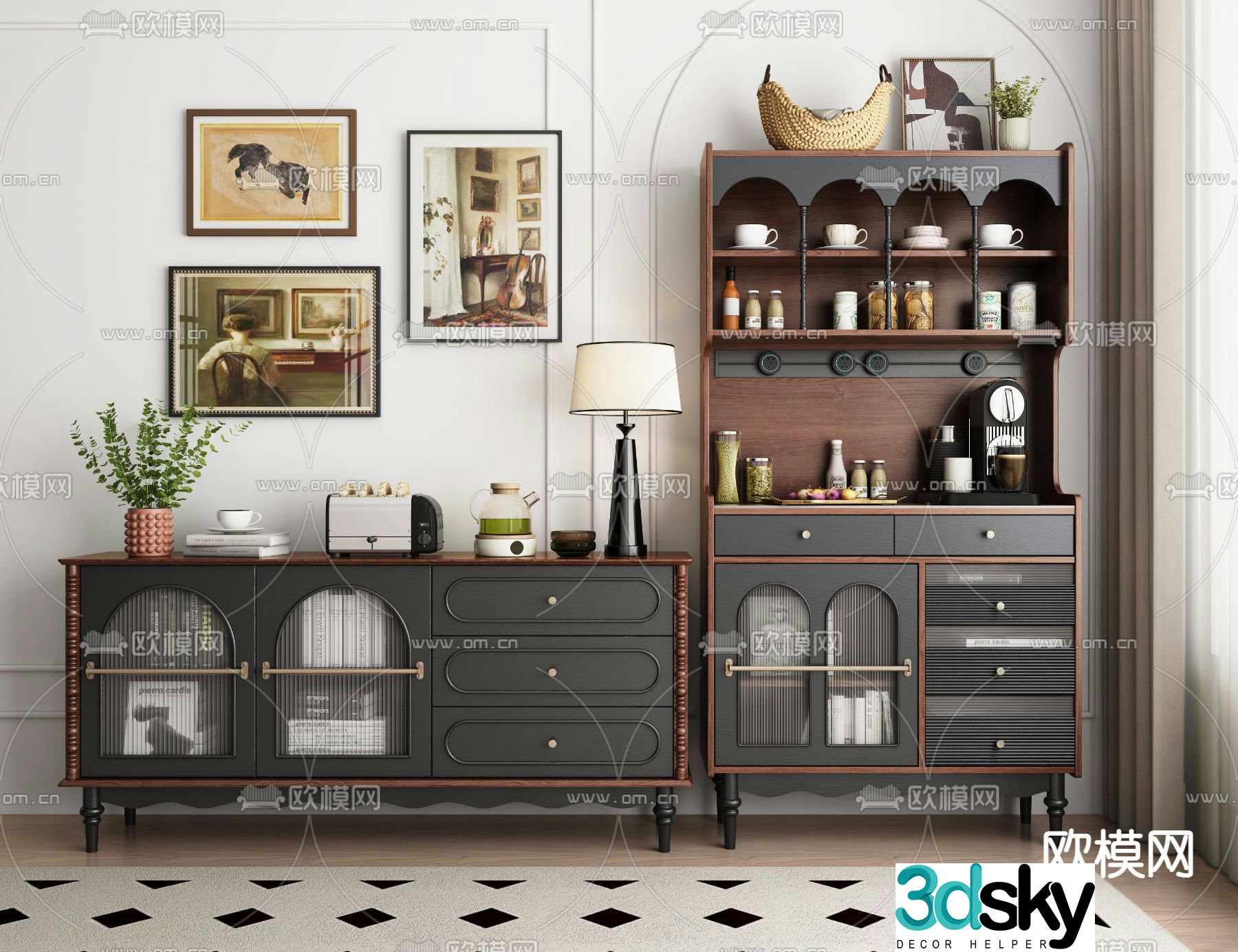 Medieval style sideboard 3d model