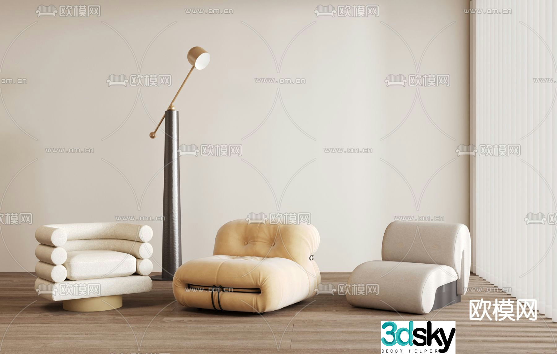 Beanbag sofa fabric single sofa leisure chair 3d model