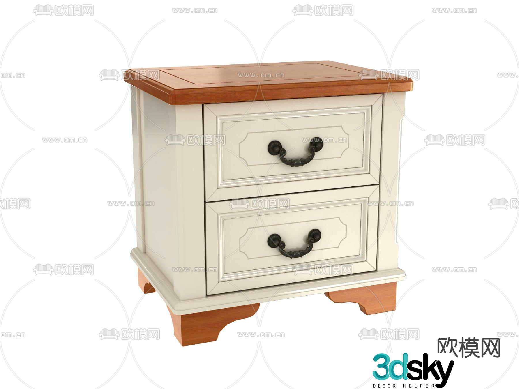 French bedside table 3d model