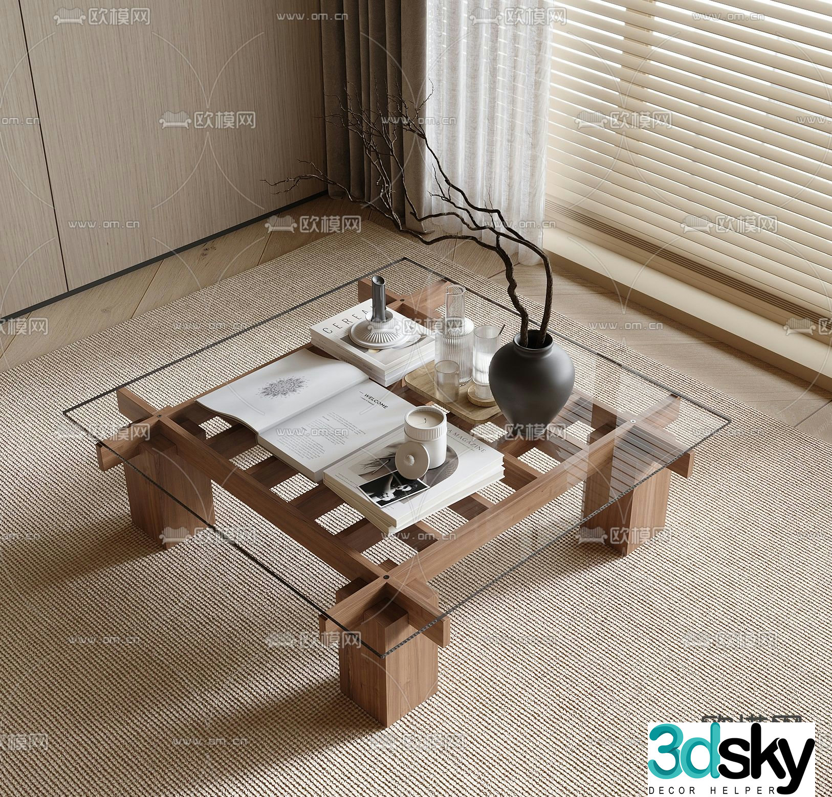 Glass coffee table 3d model