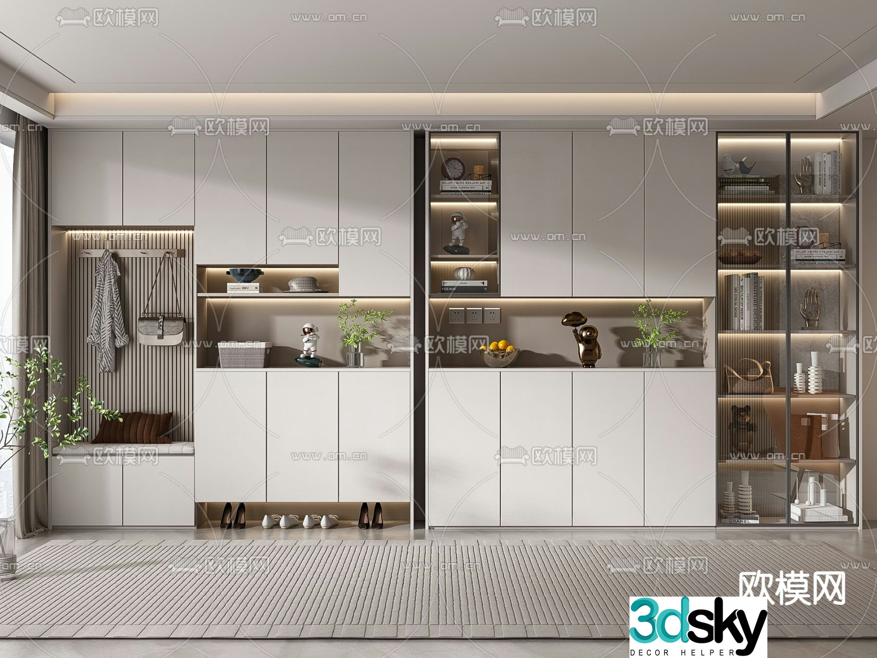 Entrance cabinet shoe cabinet 3d model