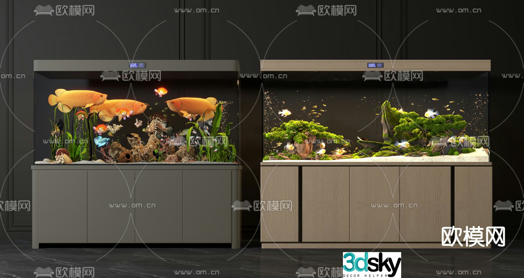 Ornamental fish tank aquarium 3d model