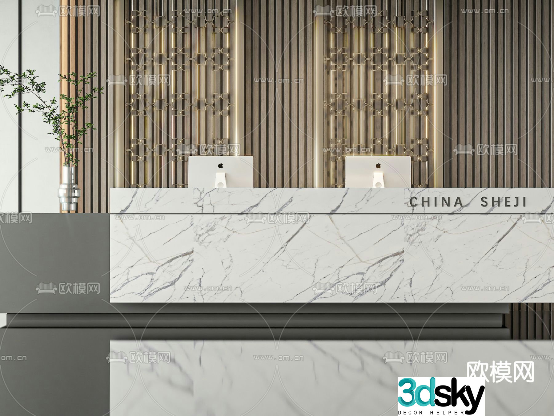 Front desk service desk reception desk 3d model