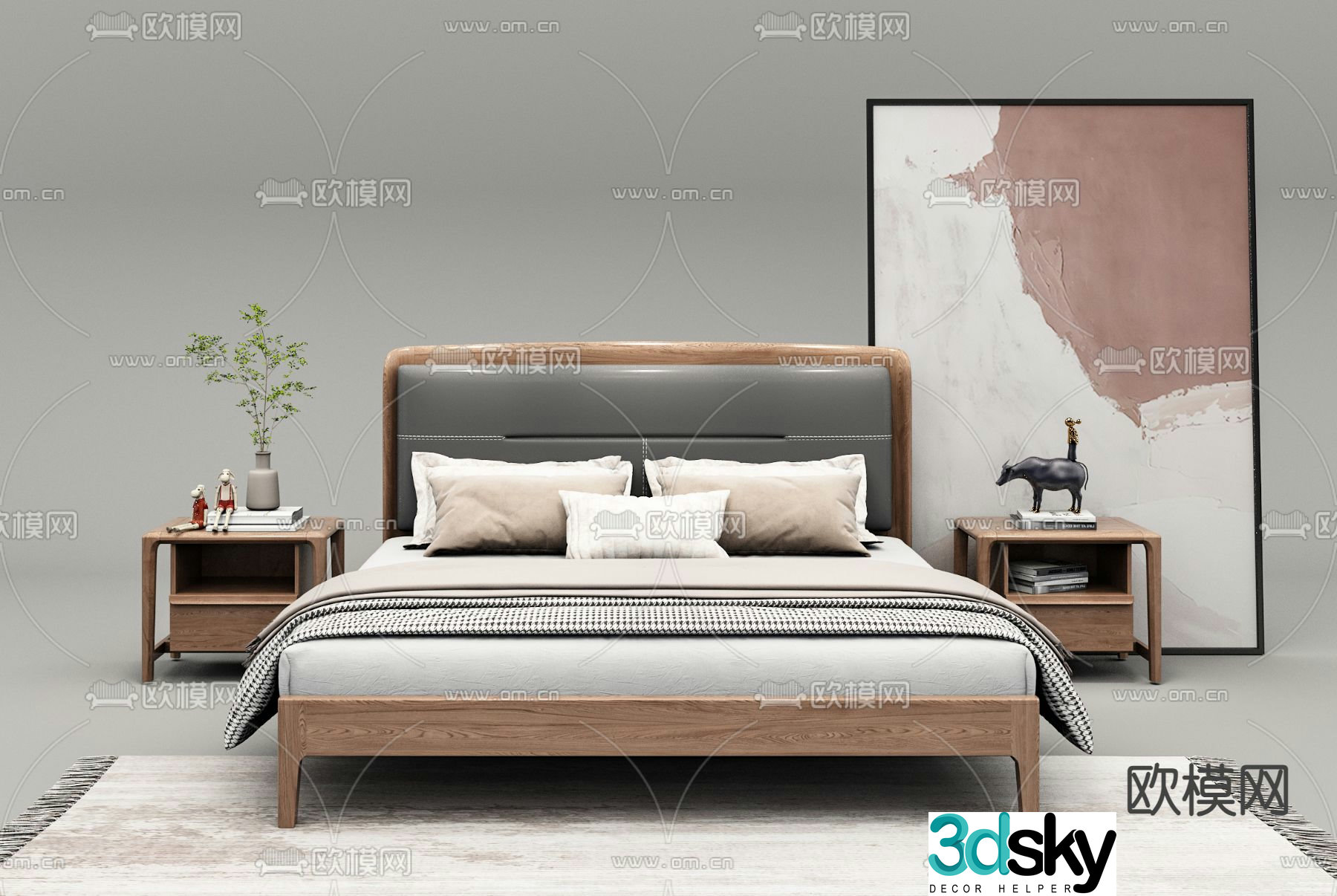 Modern double bed 3d model