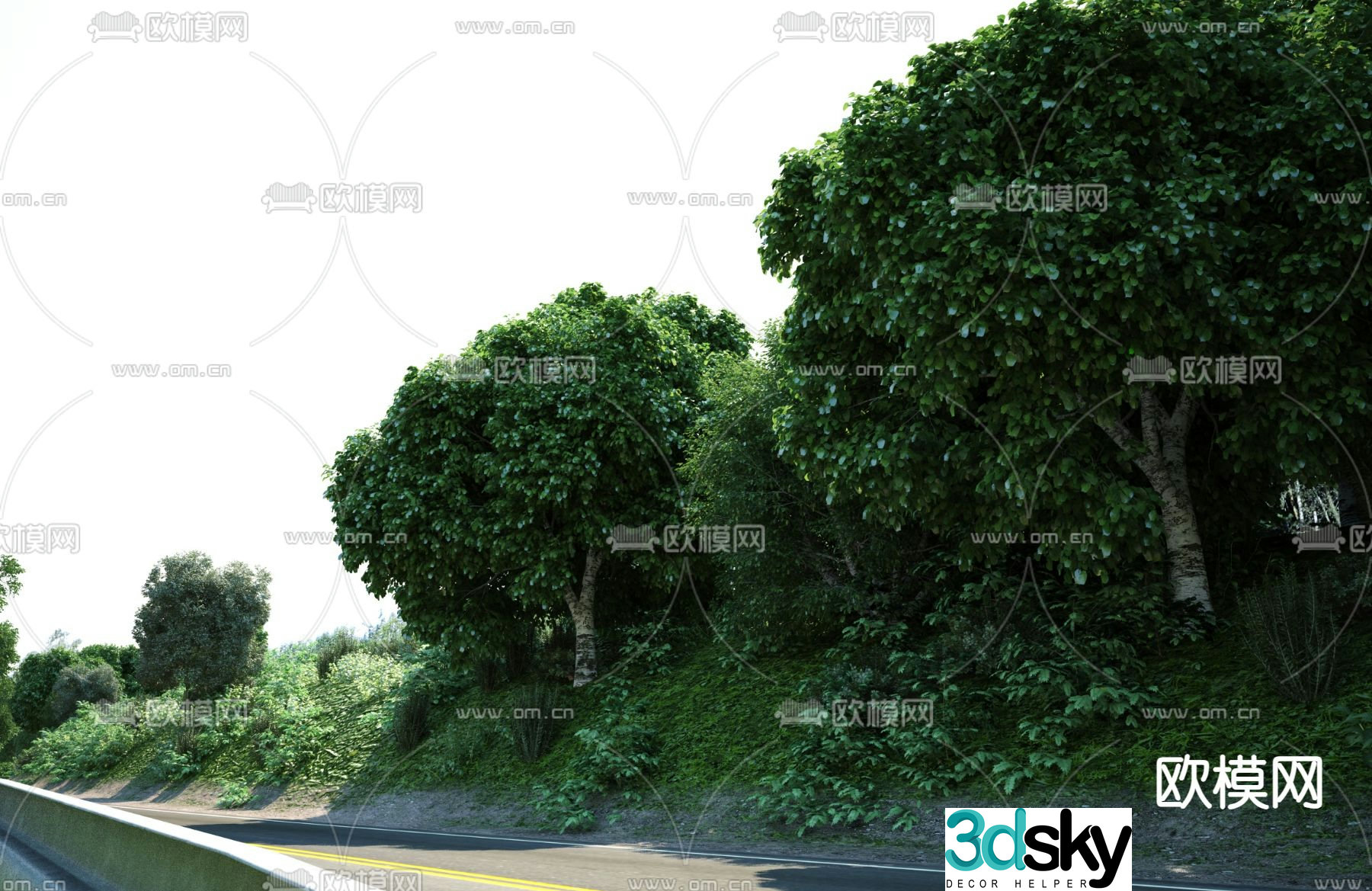 Garden landscape forest road 3d model