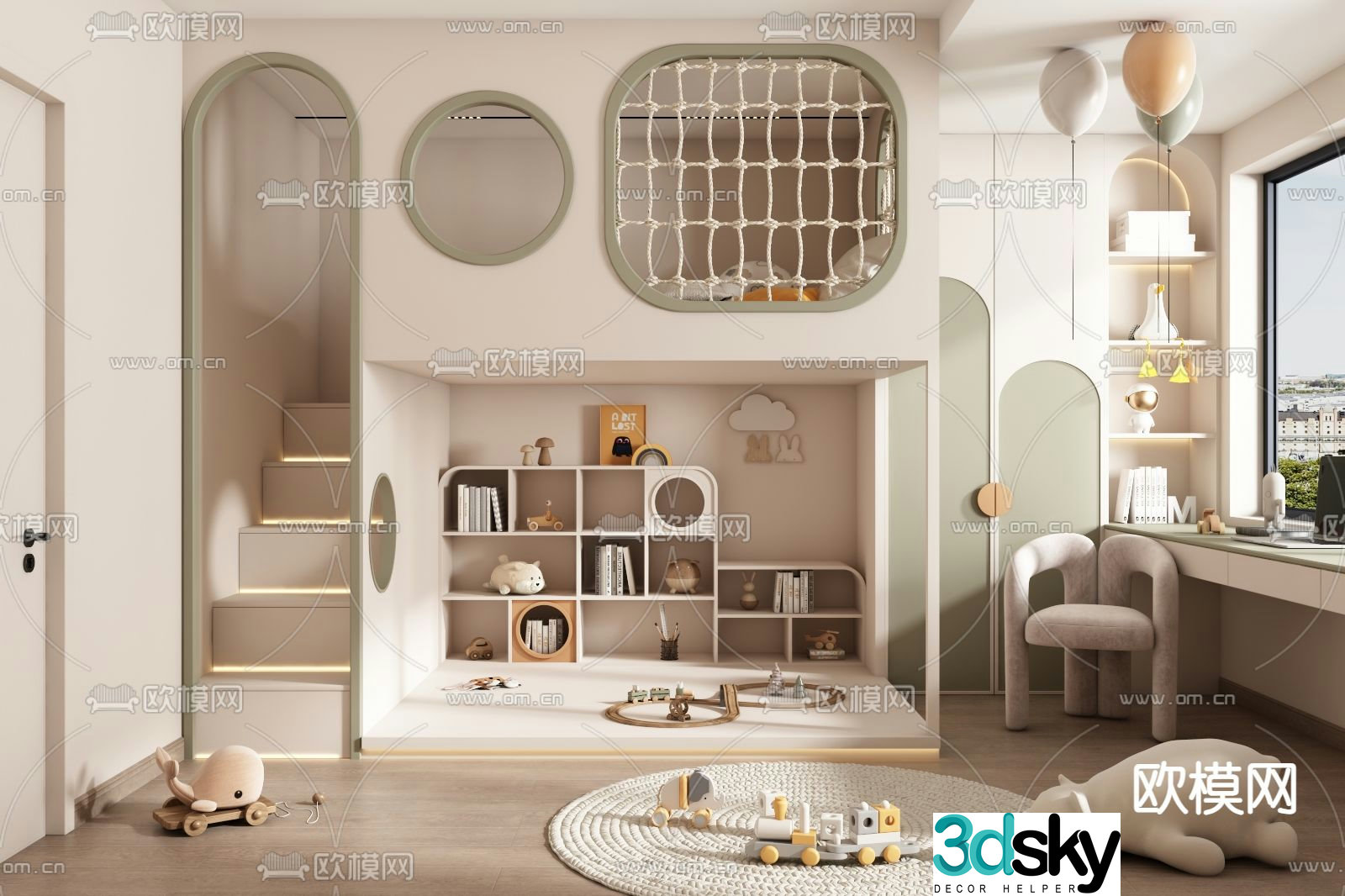 Modern children’s room children’s room bedroom 3d model