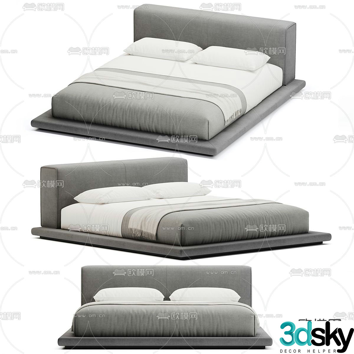 Modern double bed 3d model