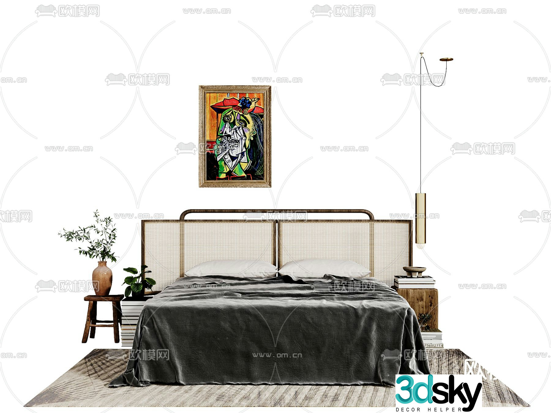 Medieval style double bed 3d model