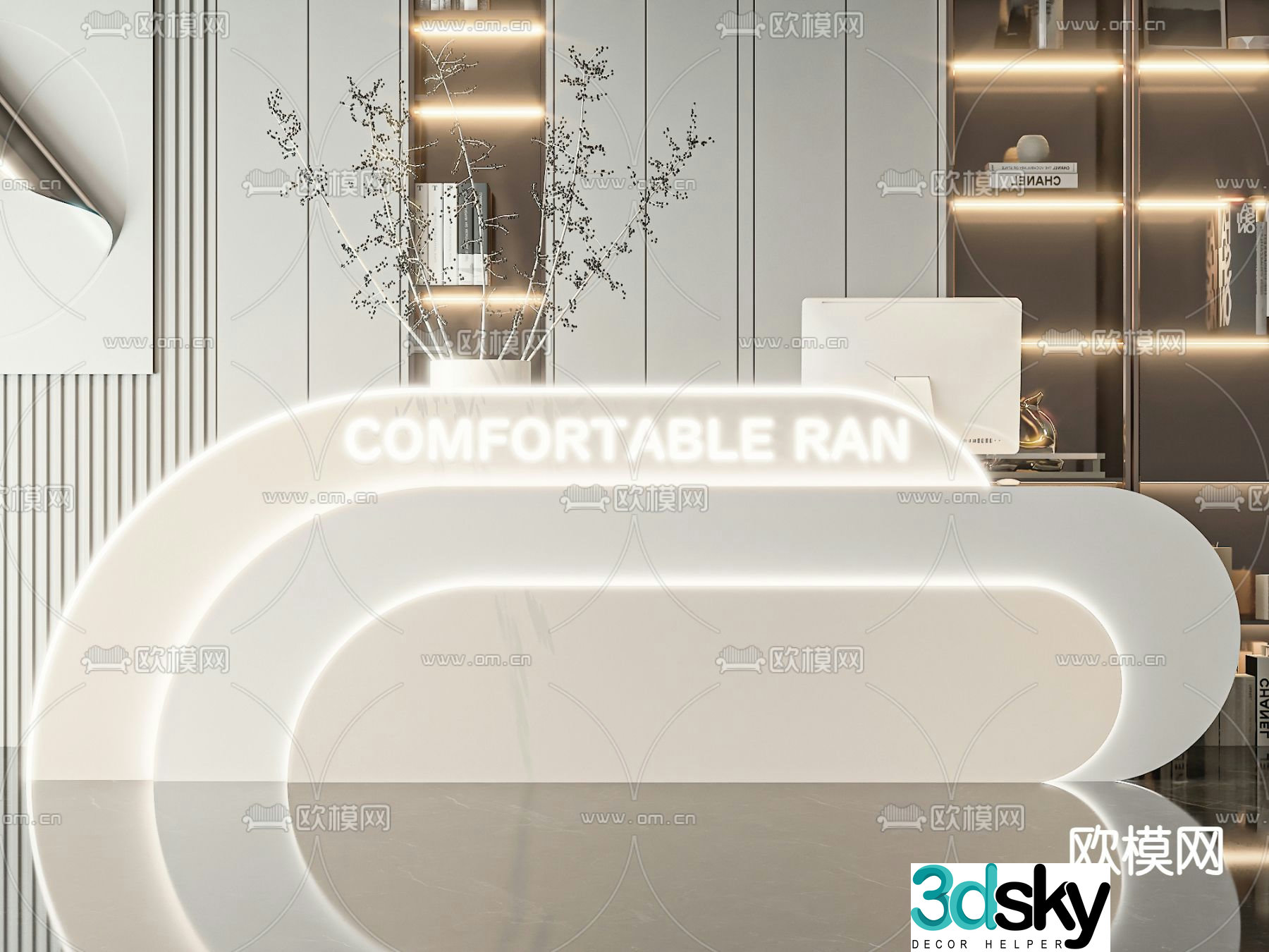 Front desk reception desk service desk information desk 3d model
