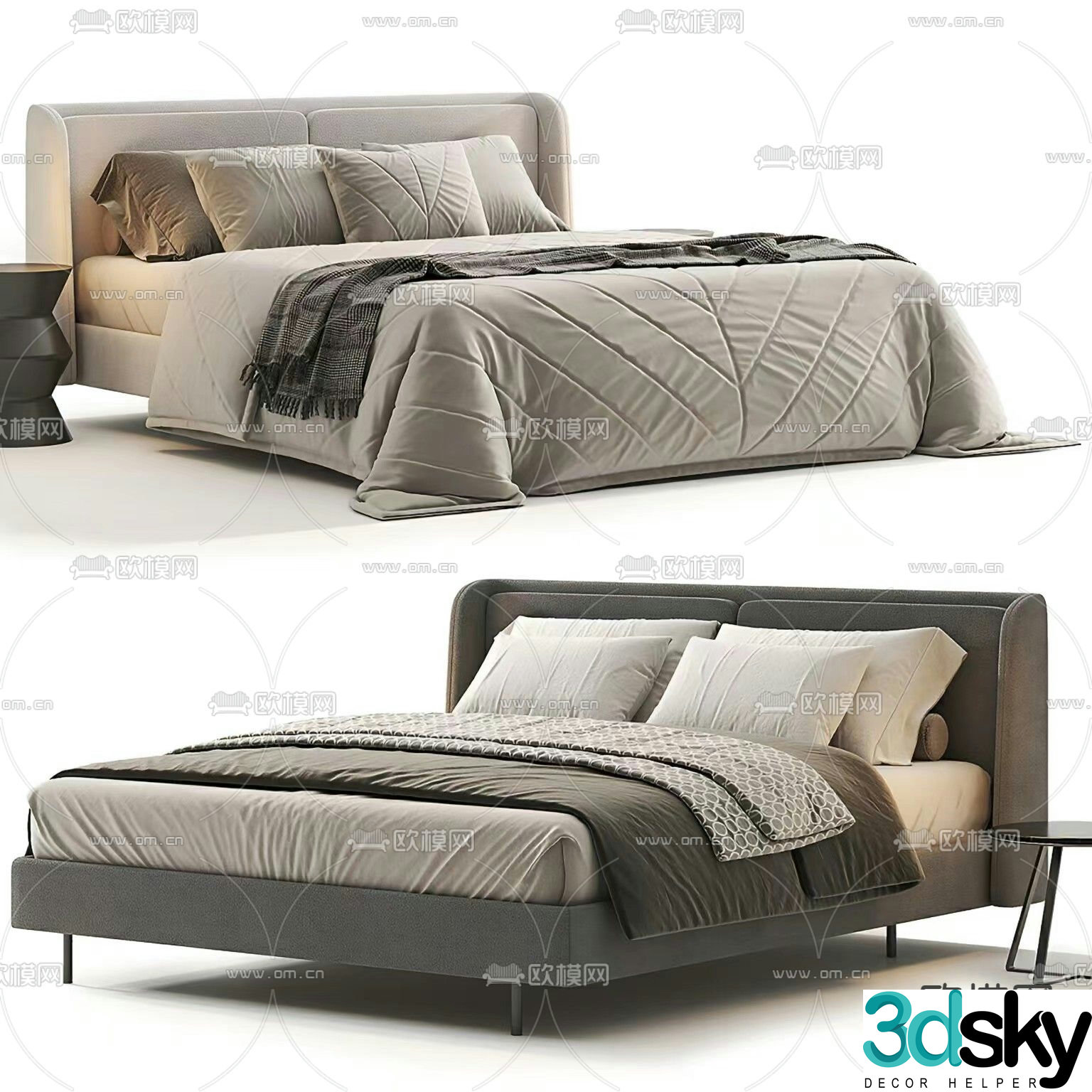 Modern double bed 3d model