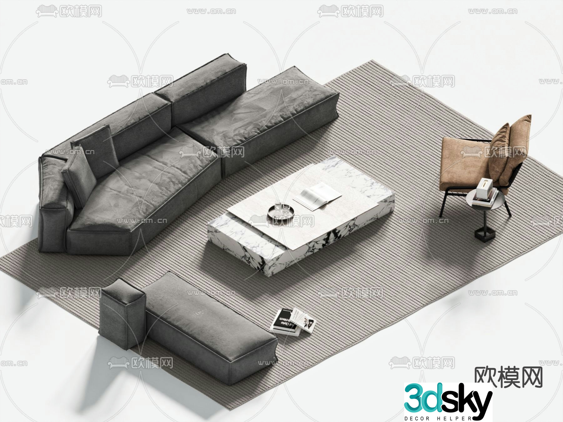 Modern sectional sofa 3d model