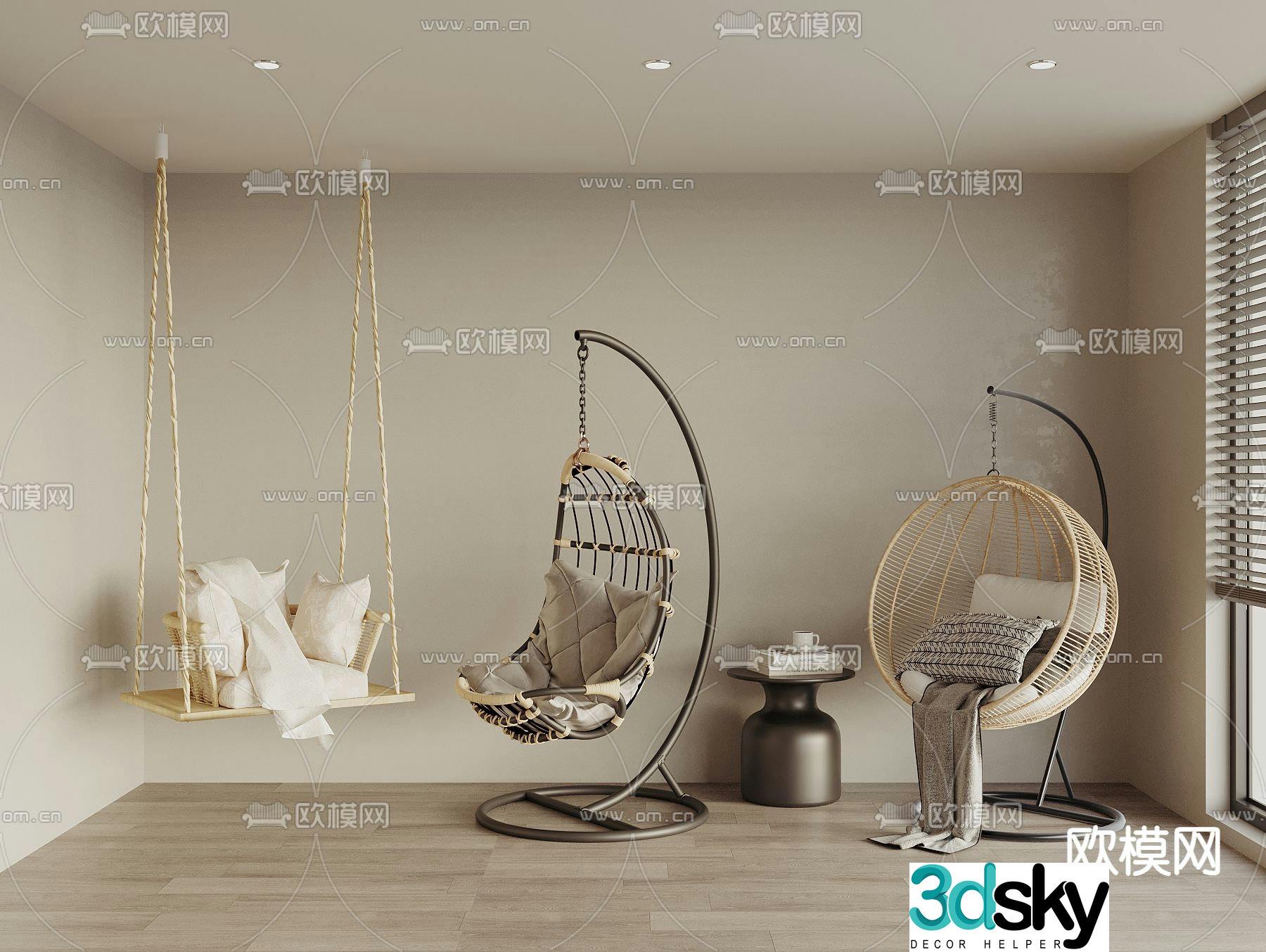 Modern hanging chair swing chair 3d model