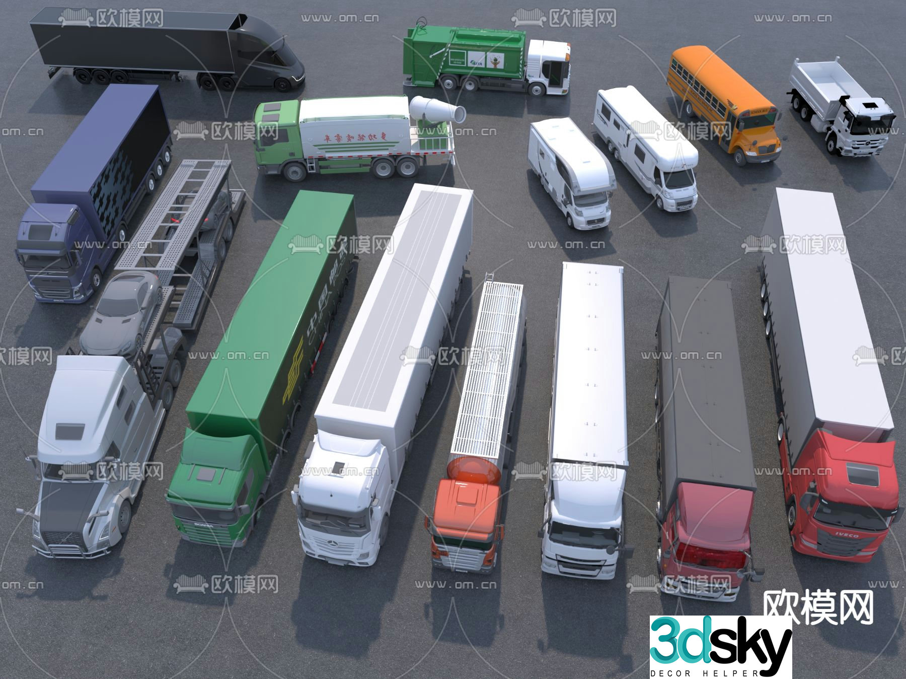 sprinkler truck truck 3d model