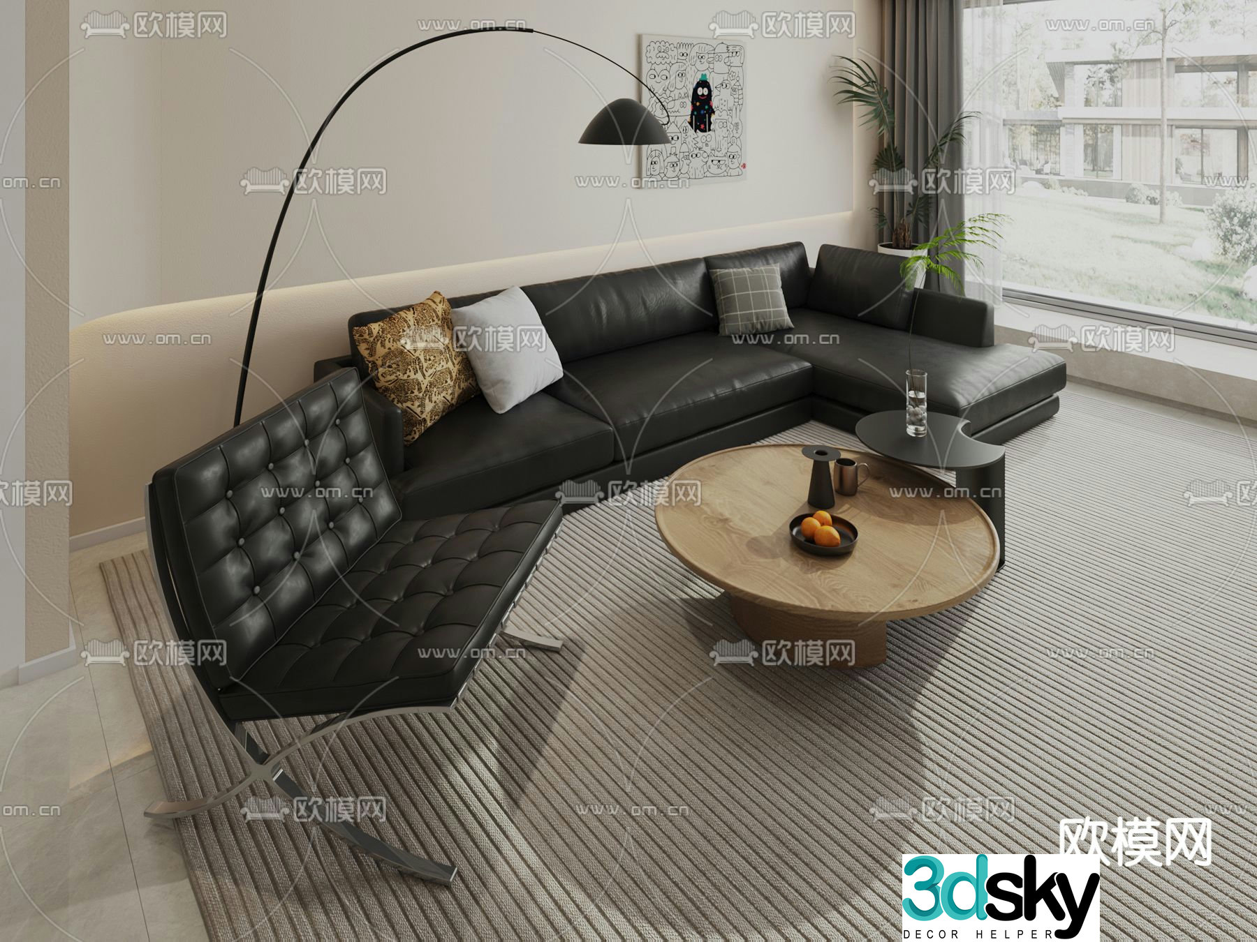 Modern sectional sofa 3d model