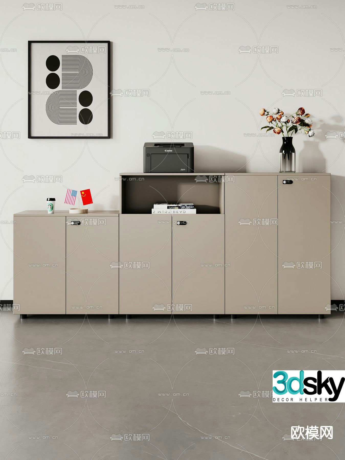 Modern filing cabinet information cabinet filing cabinet 3d model