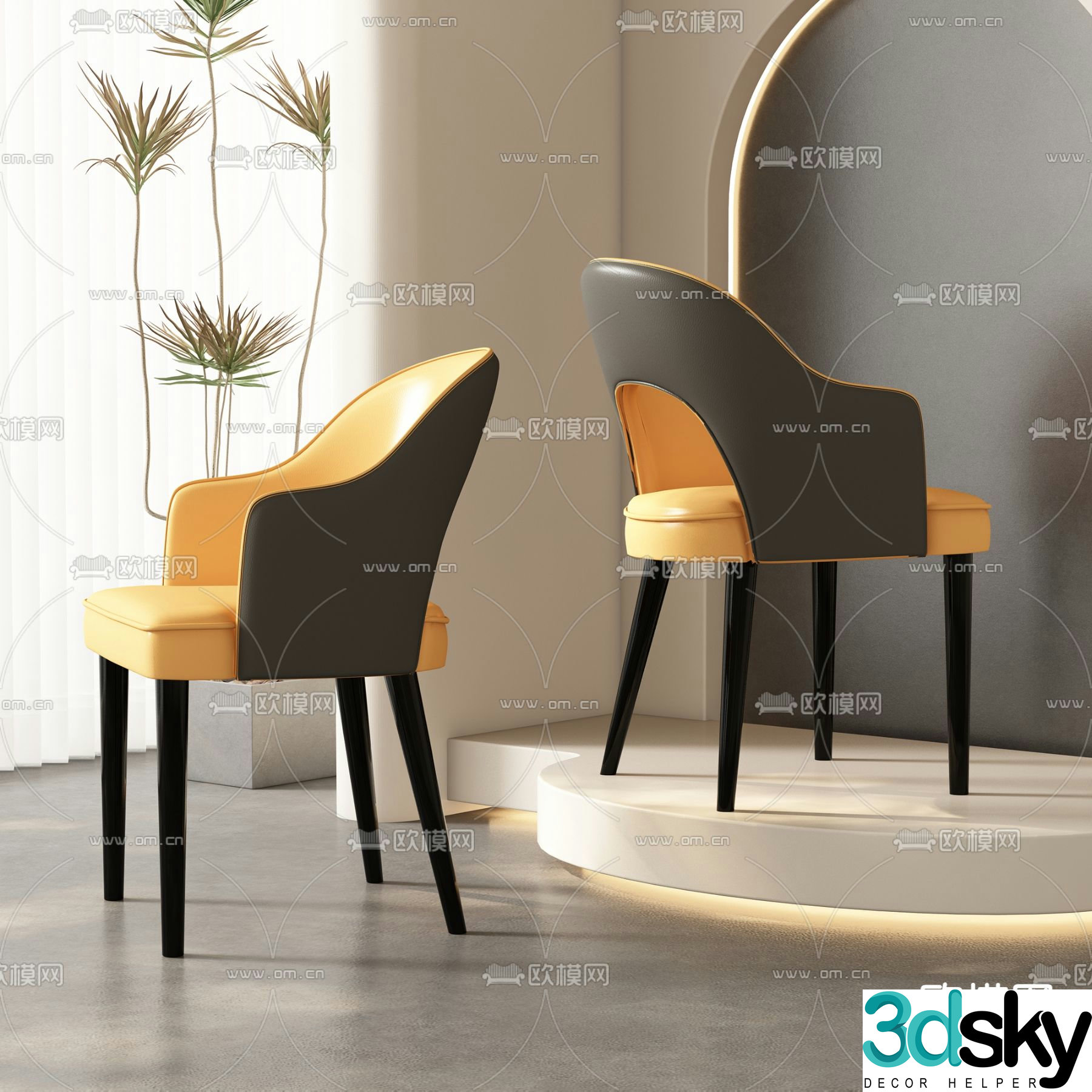 leather chair dining chair 3d model