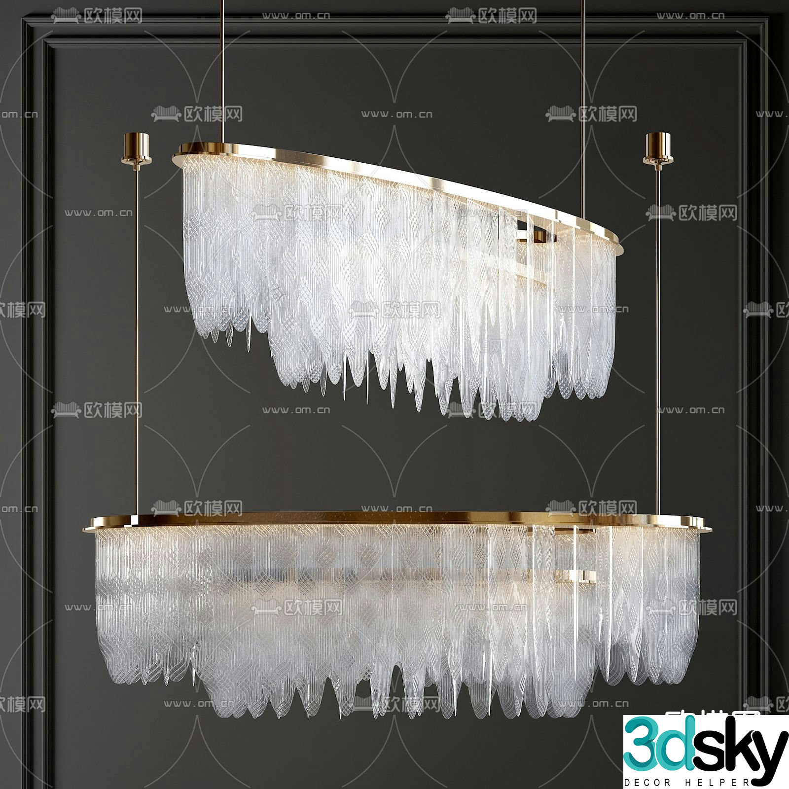 Crystal chandelier restaurant chandelier 3d model