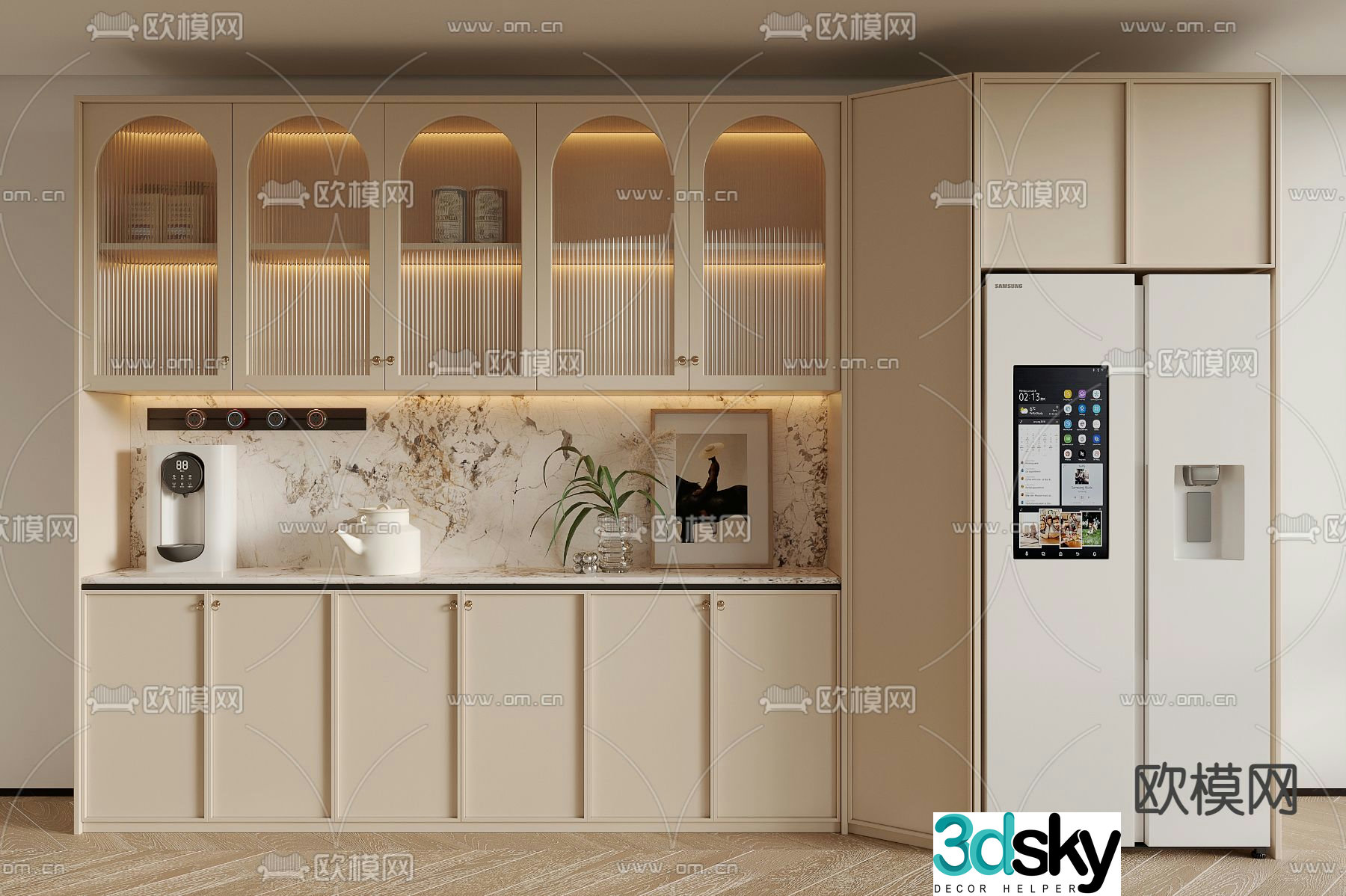 Cream style sideboard 3d model