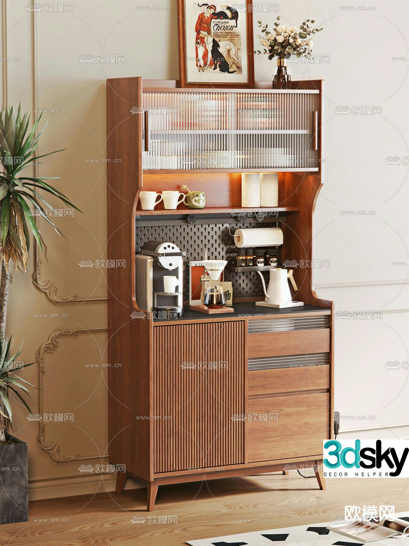 Medieval style sideboard 3d model