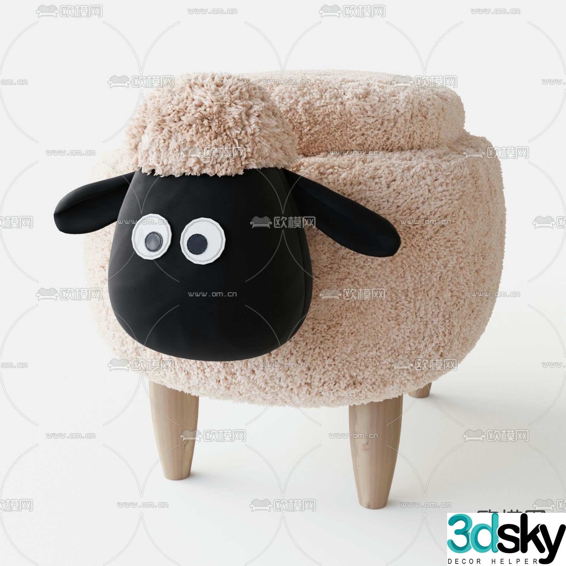 Shaun the Sheep Children’s Stool Plush Stool Cartoon Stool 3D Model