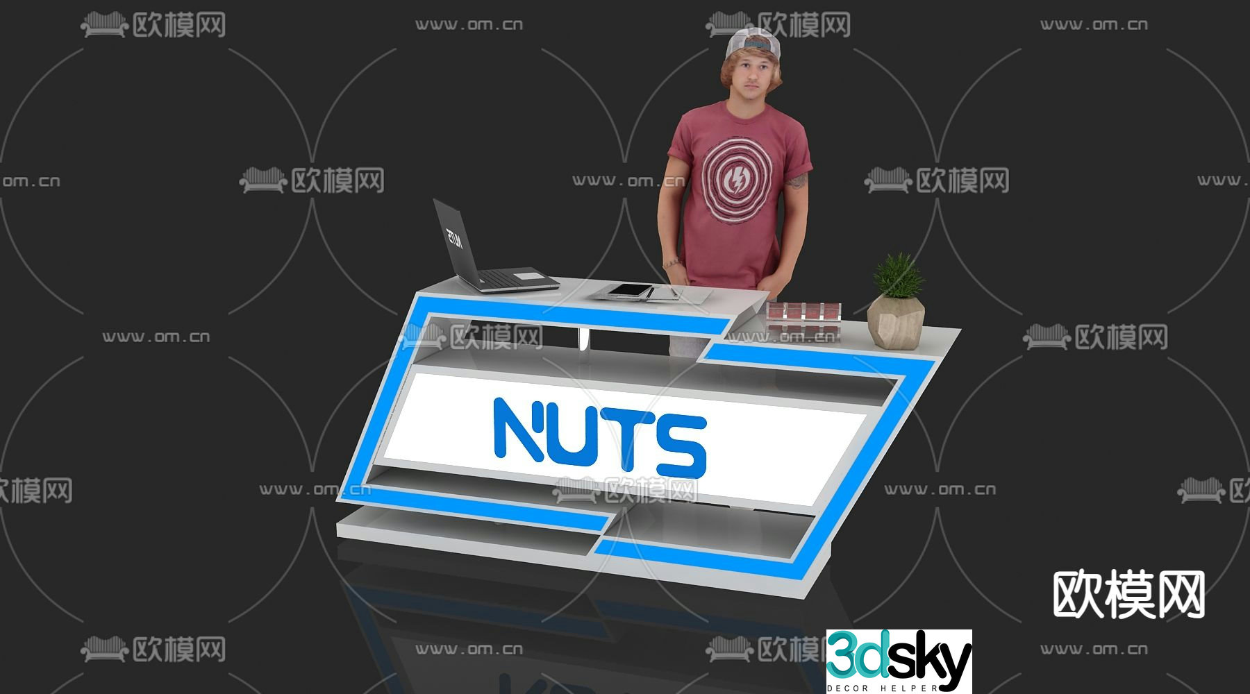 Modern reception desk front desk service desk information desk 3d model