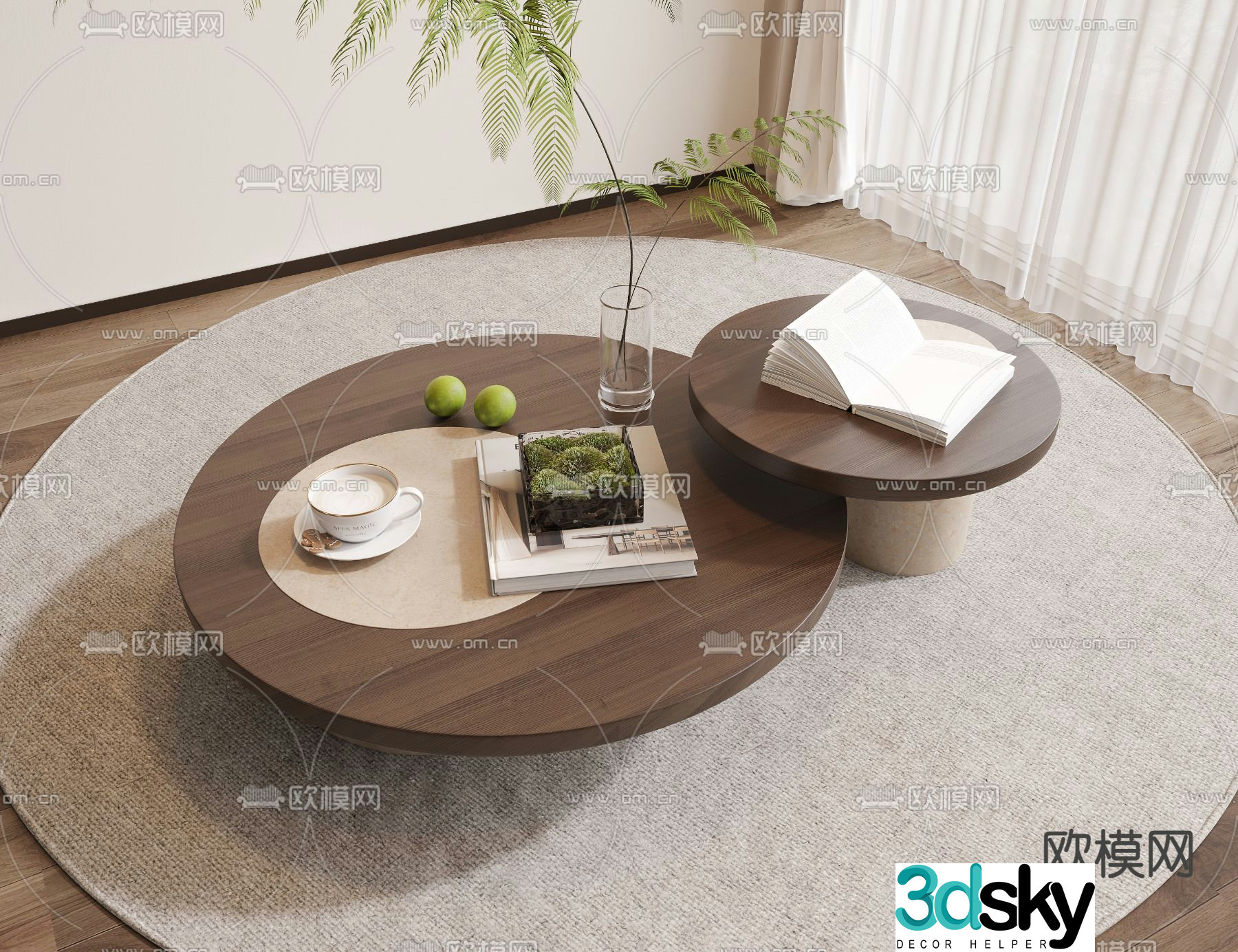 Modern coffee table mother-in-law coffee table 3d model