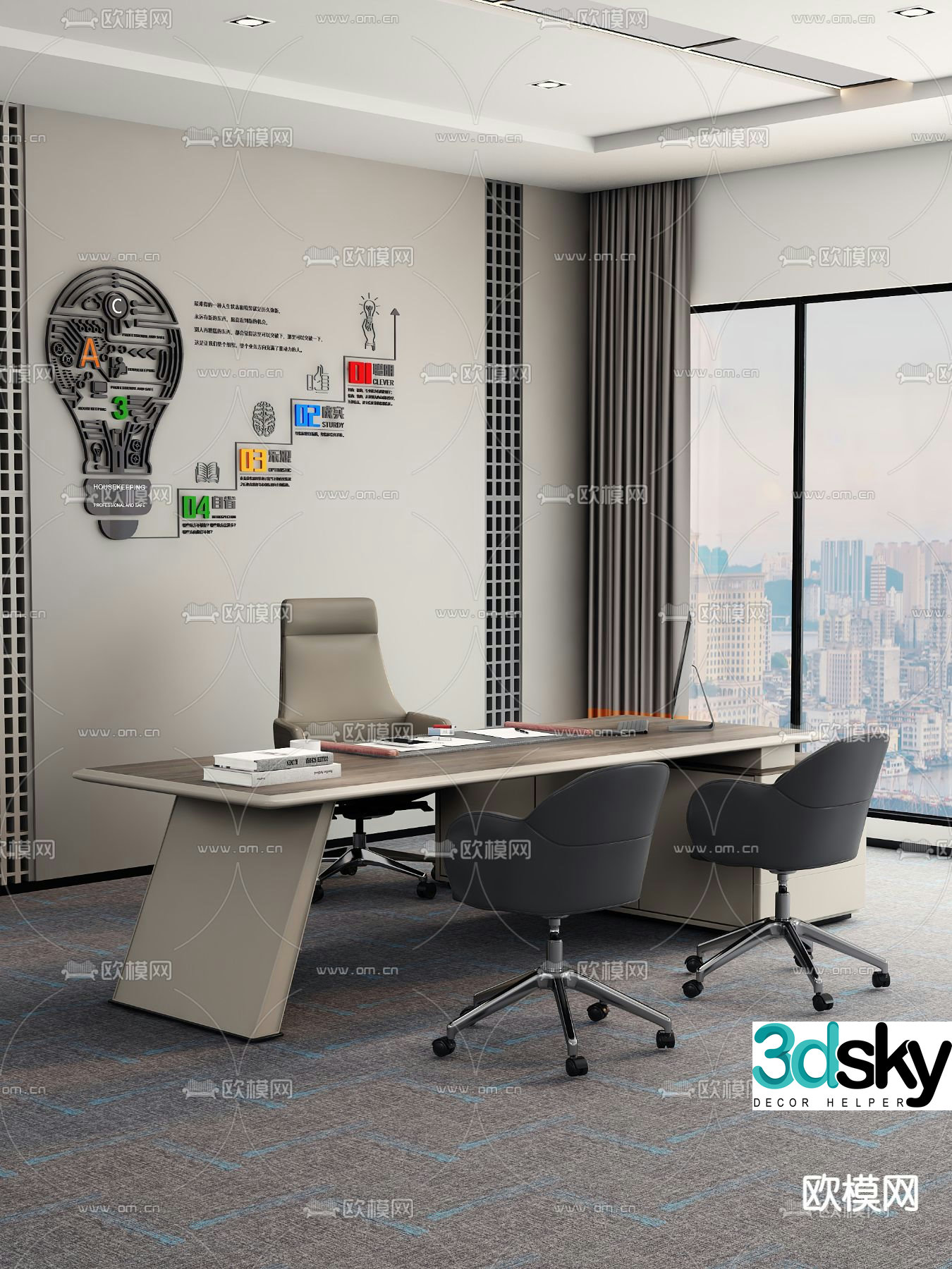 Executive desk executive desk boss desk 3D model