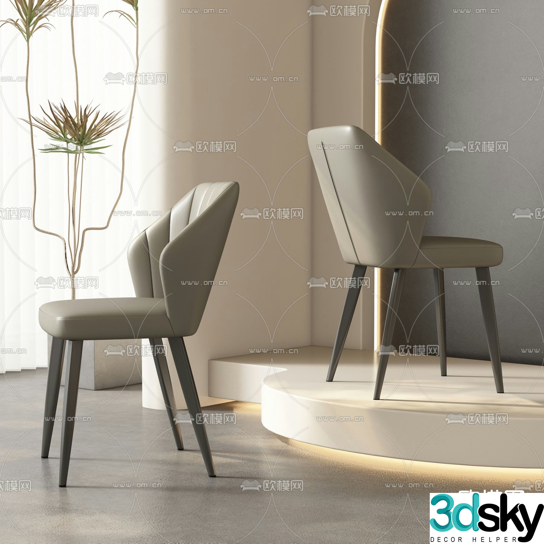 leather chair dining chair 3d model