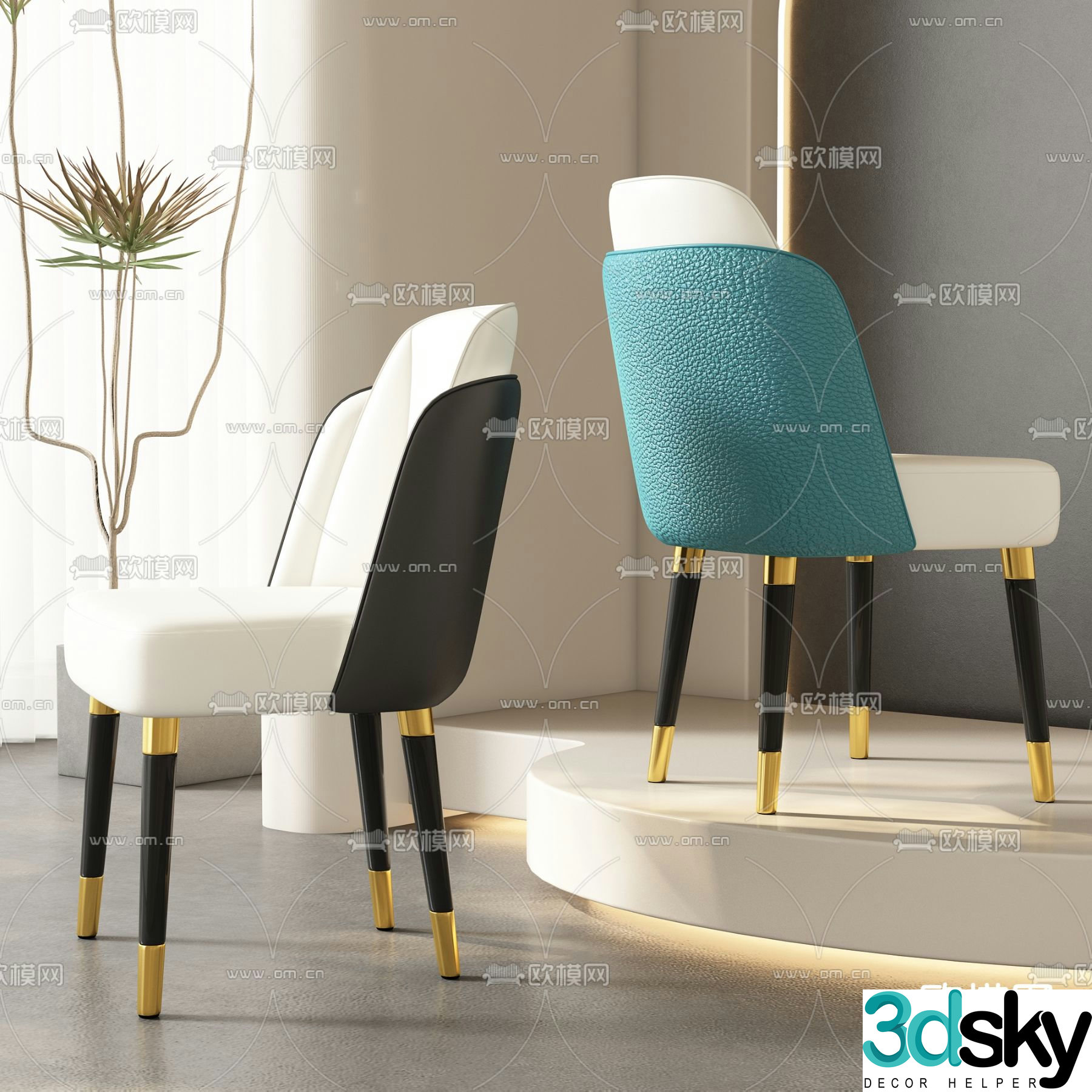 Modern chair dining chair 3d model