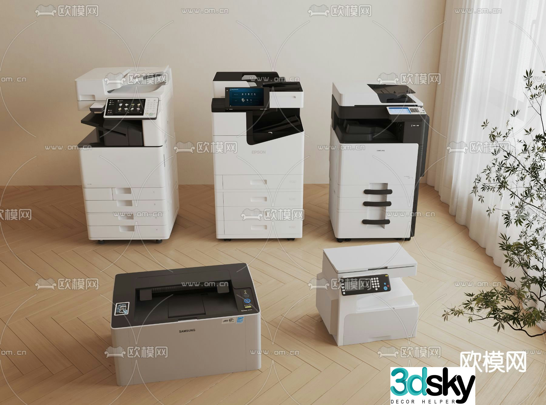 Modern printer copier scanner 3d model