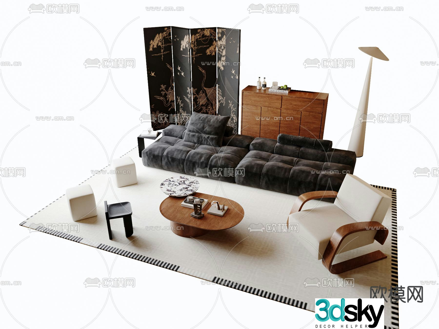 Medieval style modular sofa 3D model